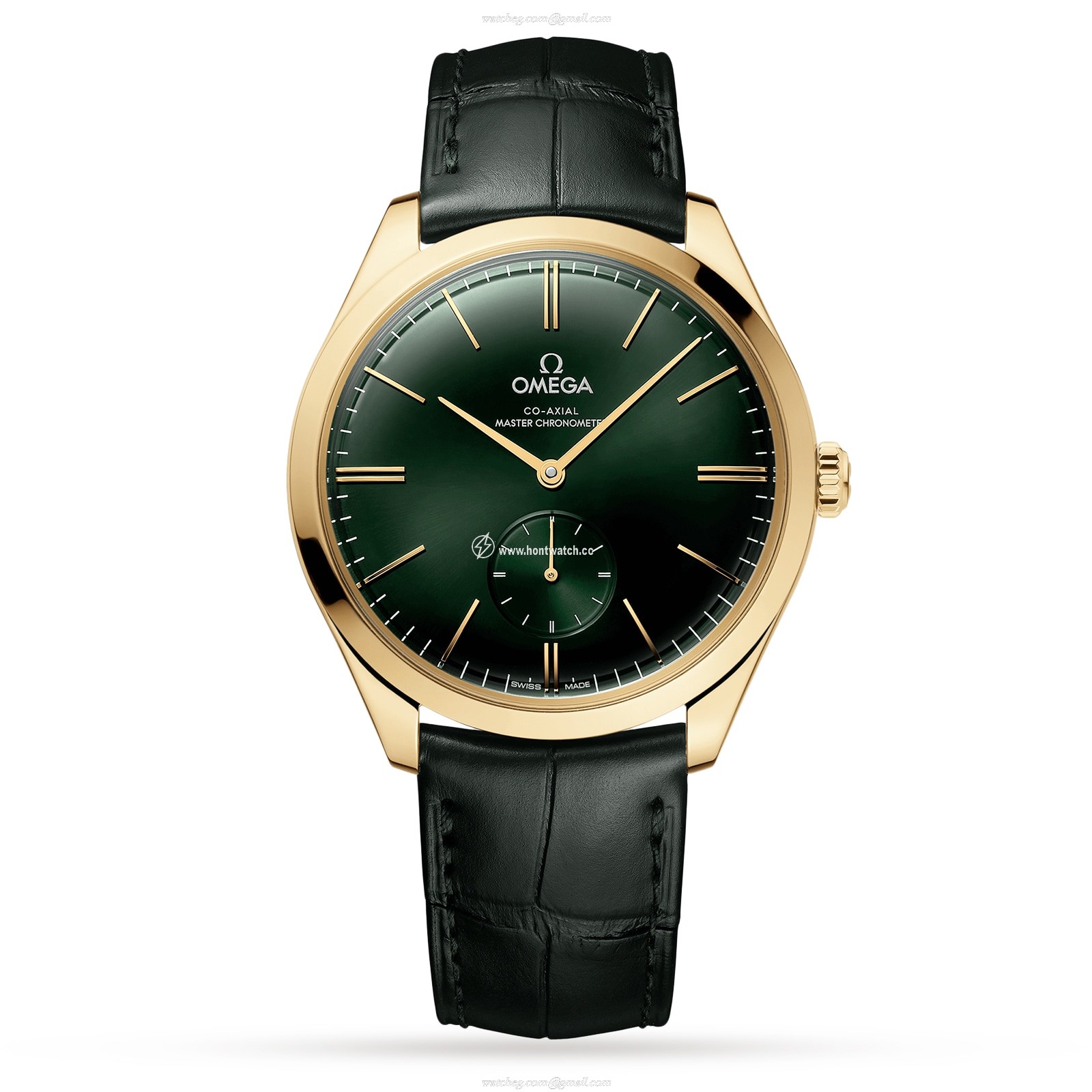 Omega Tresor 40mm 18ct Yellow Gold Green Dial Watch | Alligator Strap