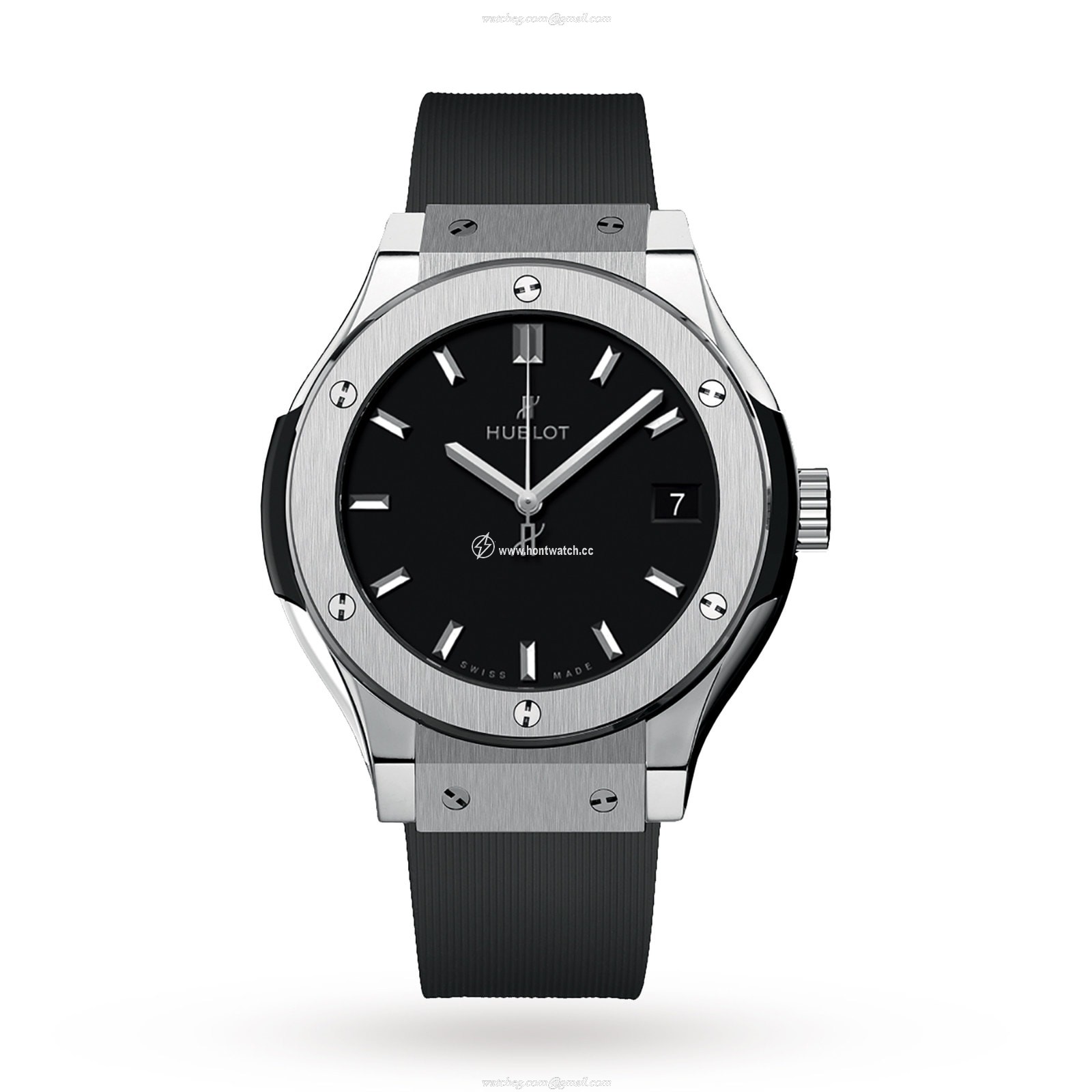 Hublot Classic Fusion 33mm Titanium Quartz Watch - Black Dial & Rubber Strap