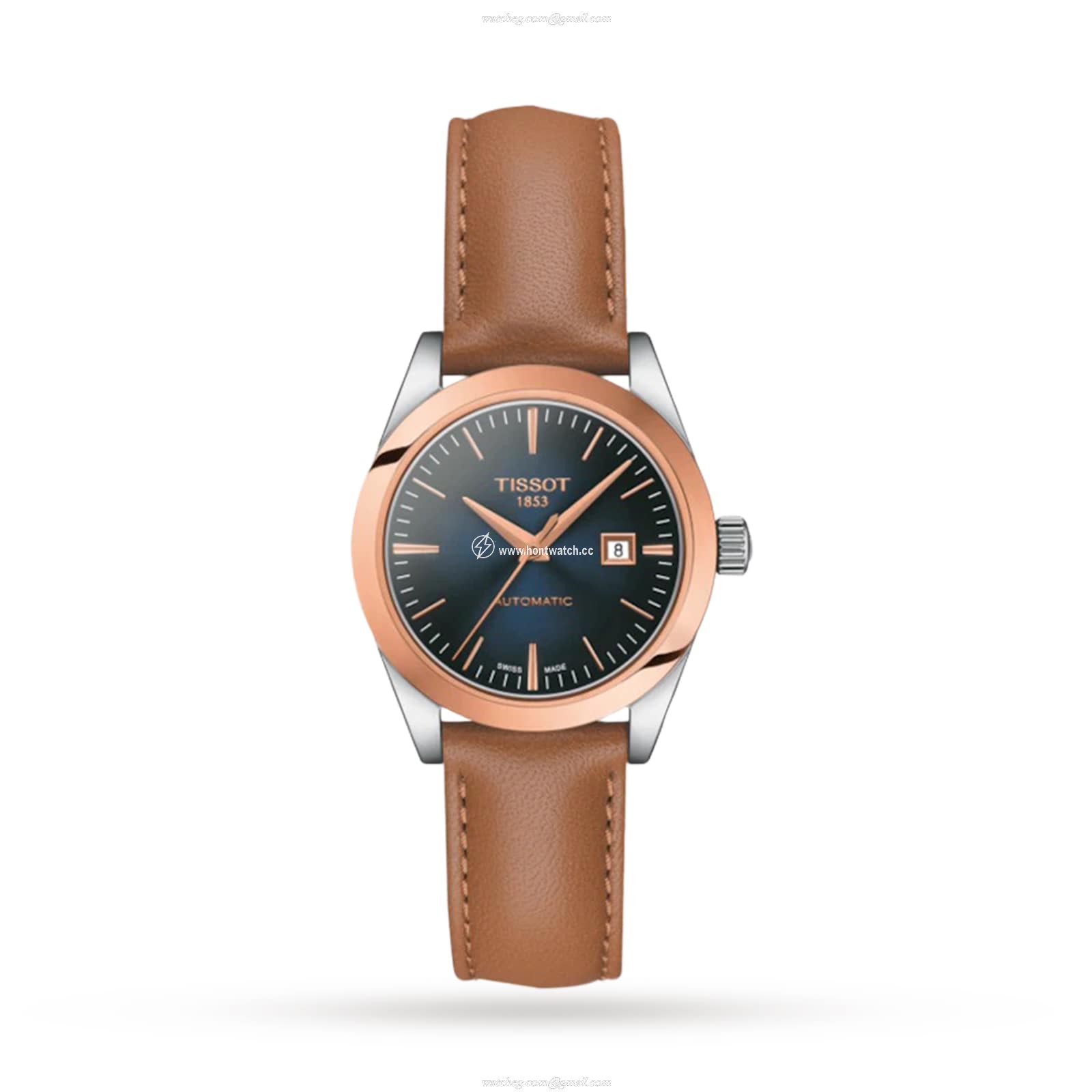 Tissot T-Gold Automatic Watch | 29mm Blue Dial | Stainless Steel & Rose Gold