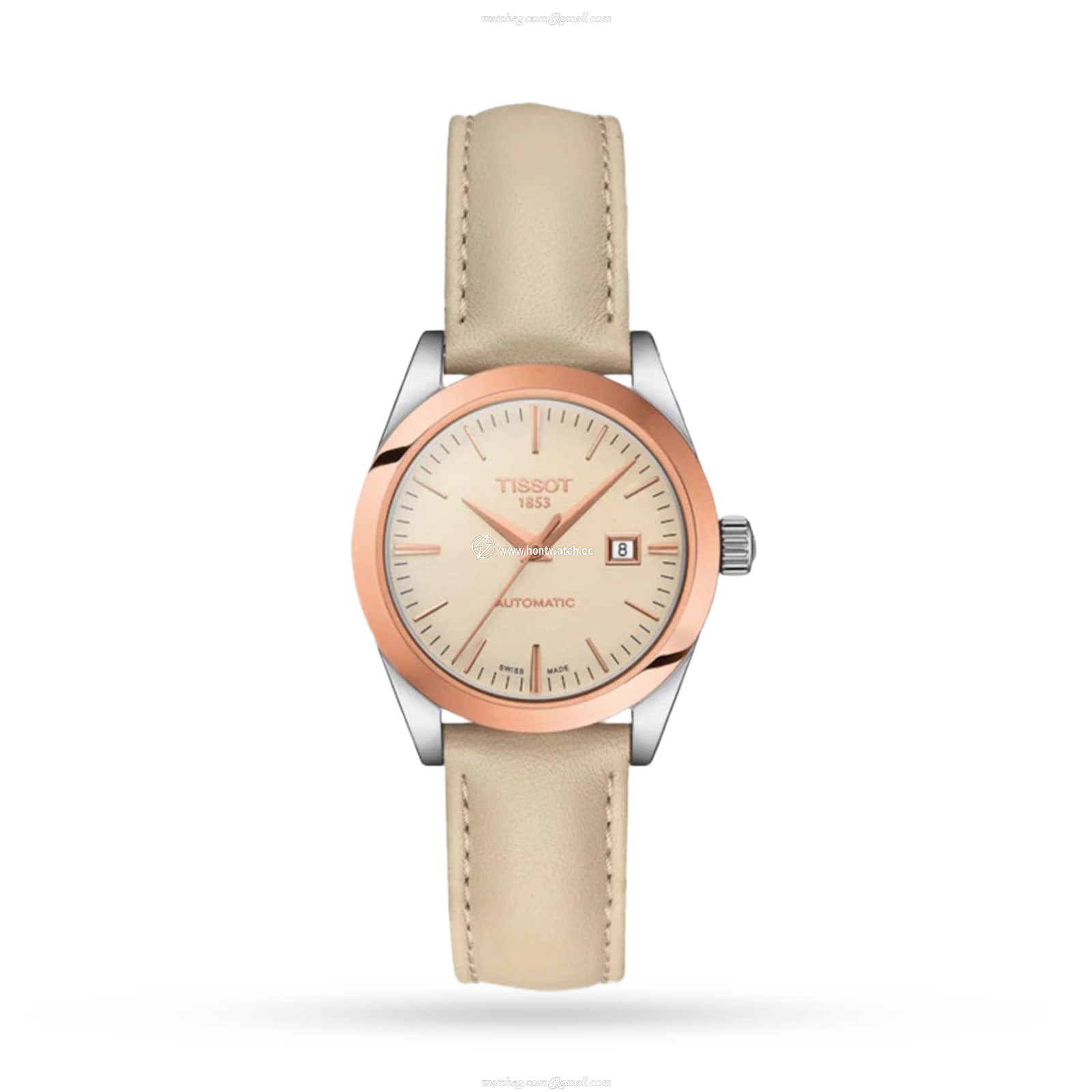 Tissot T-Gold Automatic Watch - 29mm Stainless Steel & Rose Gold - Cream Dial
