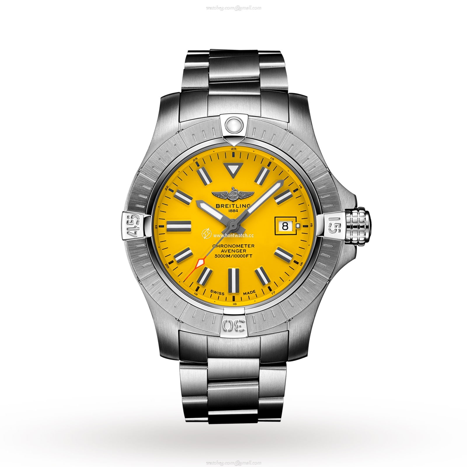 Breitling Avenger Automatic 45mm | Yellow Dial | Stainless Steel Replica