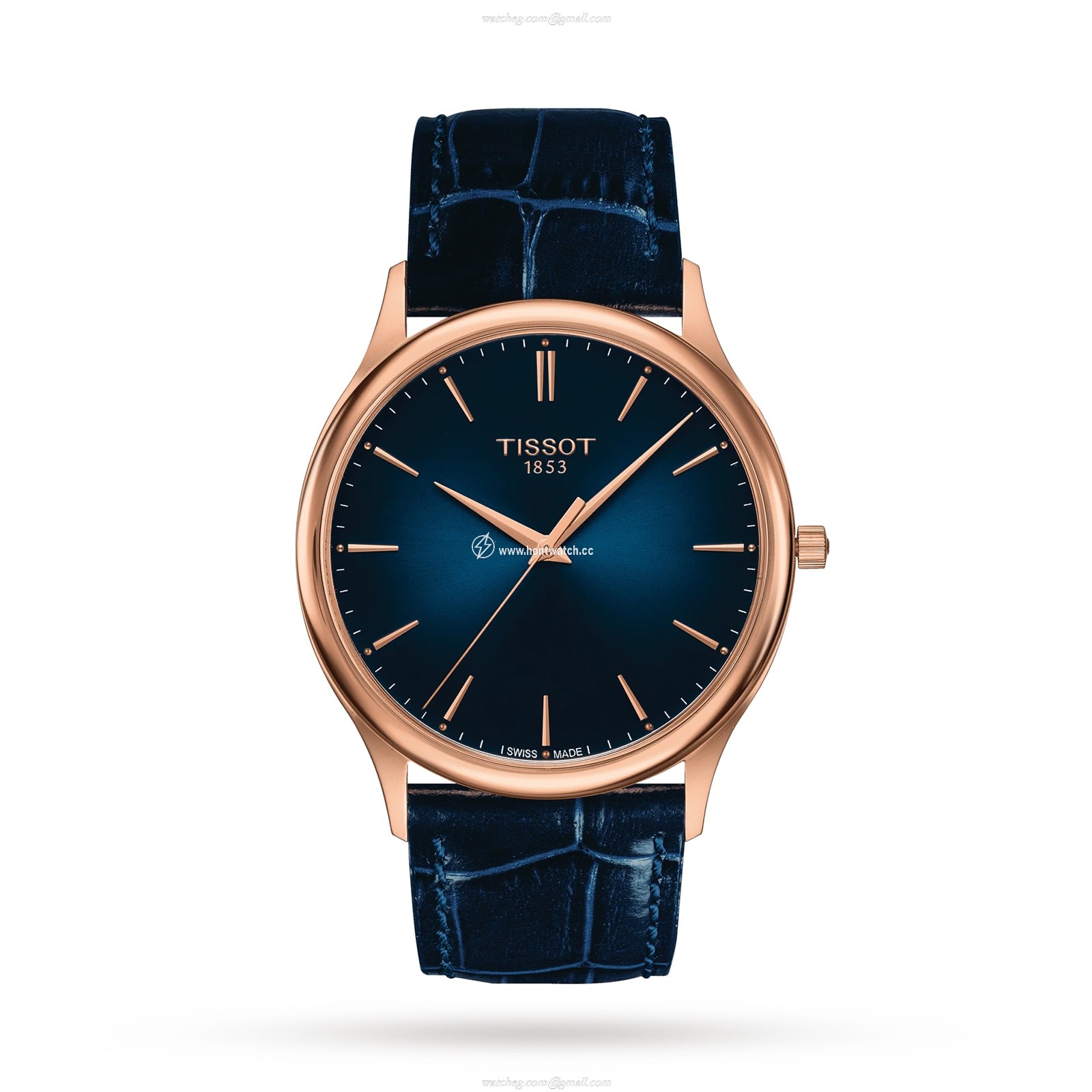 Tissot T-Gold Replica Watch - 40mm Rose Gold Case & Blue Dial - Quartz