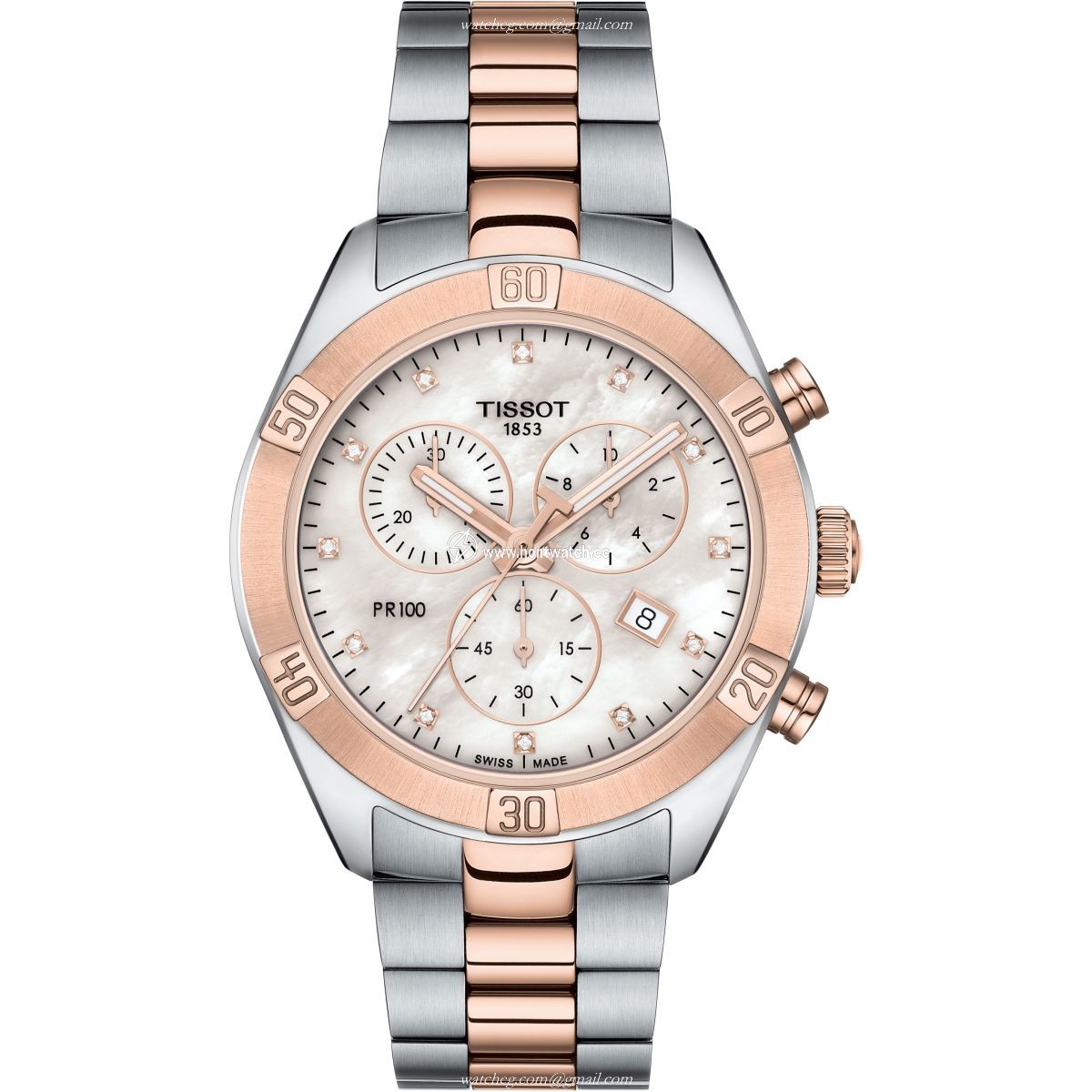 Tissot T-Classic PR 100 | 38mm Mother of Pearl Dial | Diamond Markers & Rose Gold