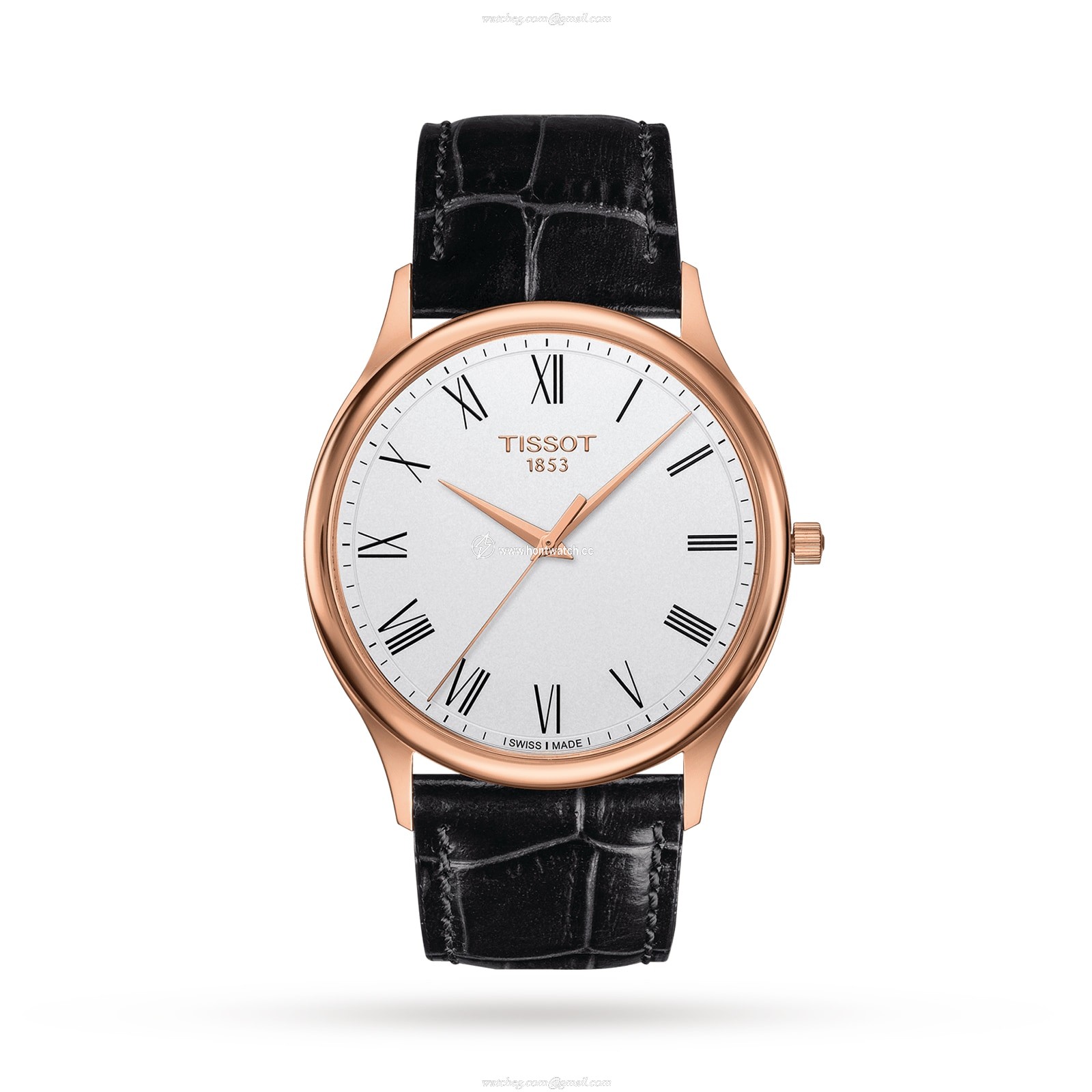 Tissot T-Gold 40mm 18ct Rose Gold Quartz Watch - Silver Dial Roman Numerals