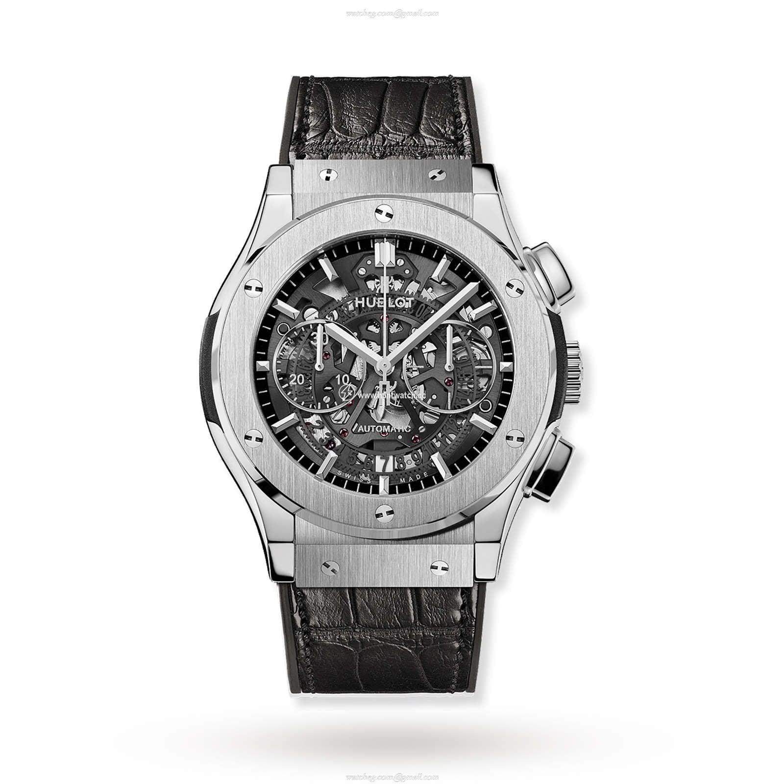 Hublot Titanium Automatic Skeleton Watch - 45mm Case | Leather Strap