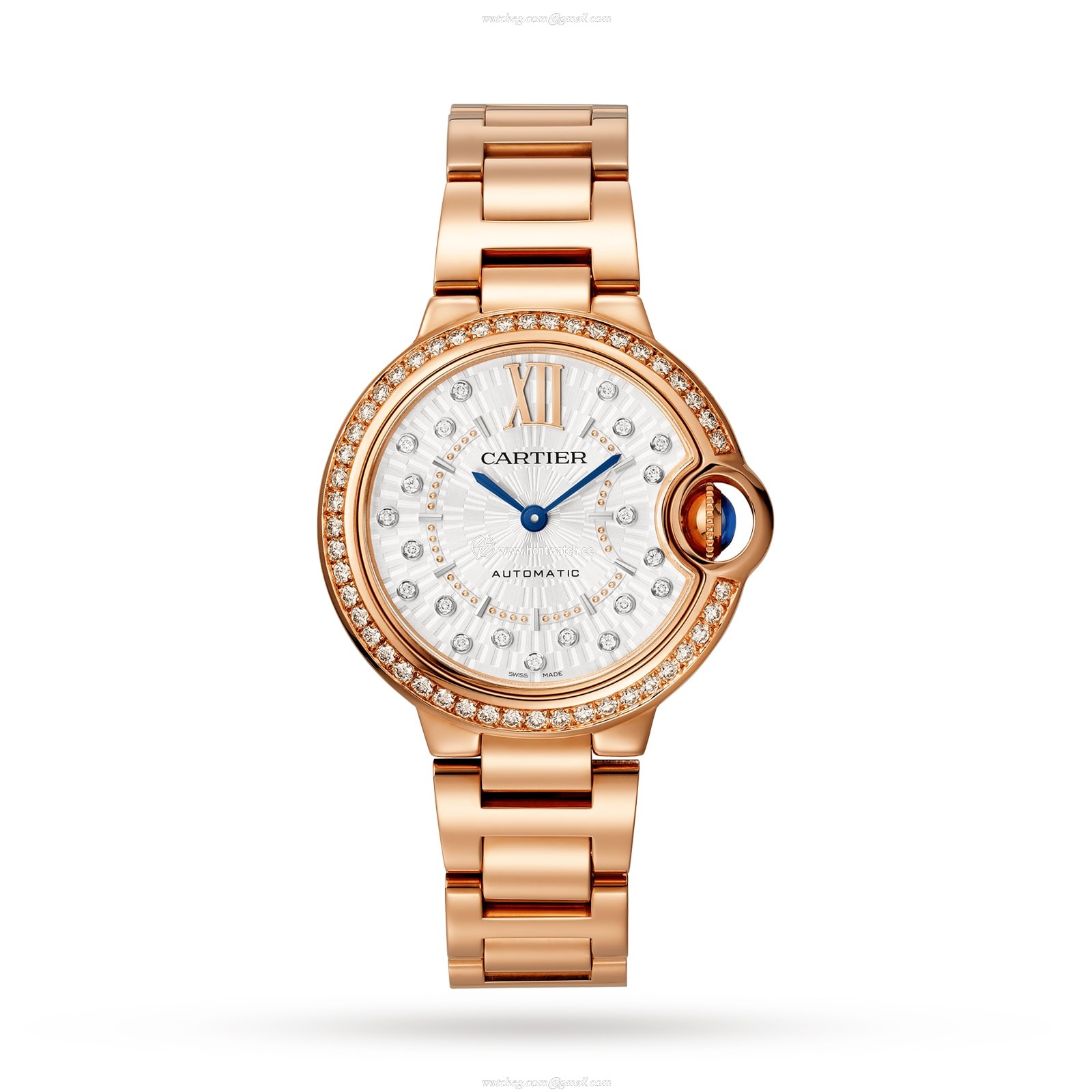 Cartier Ballon Bleu de Cartier 33mm Rose Gold Automatic Watch - Silver Dial