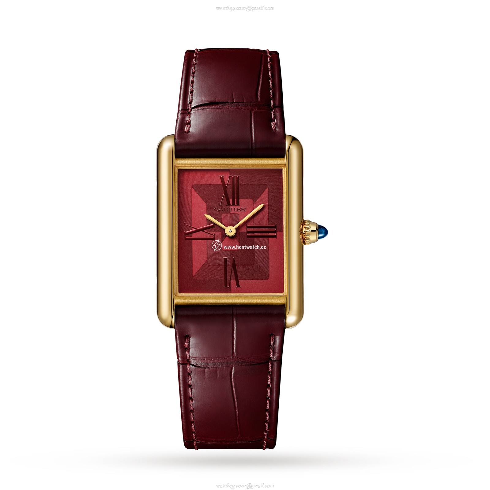 Cartier Tank Louis Cartier WGTA0093 - Rose Gold Manual Winding Red Dial