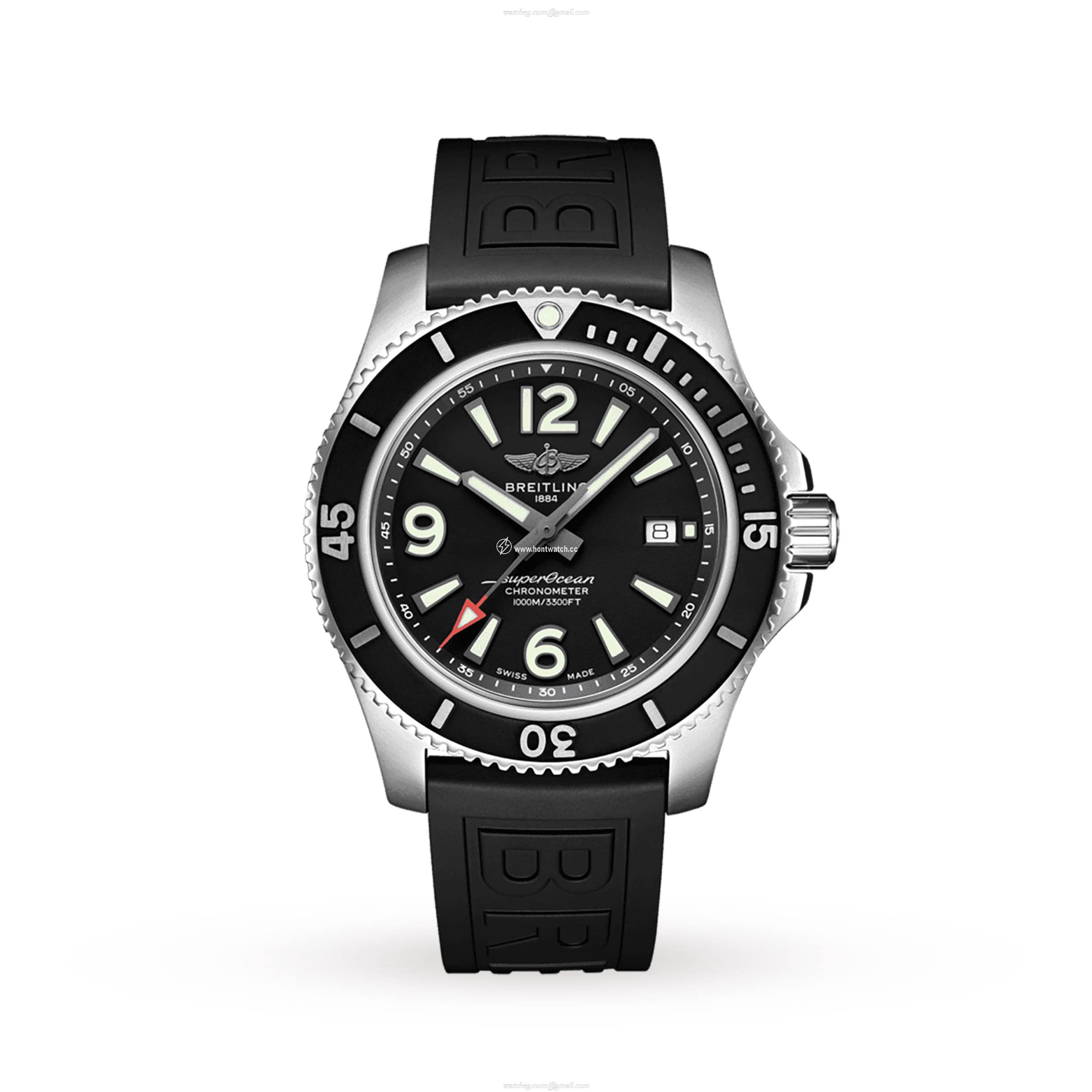 Breitling Superocean Automatic 44mm Black Dial - Stainless Steel Rubber Strap
