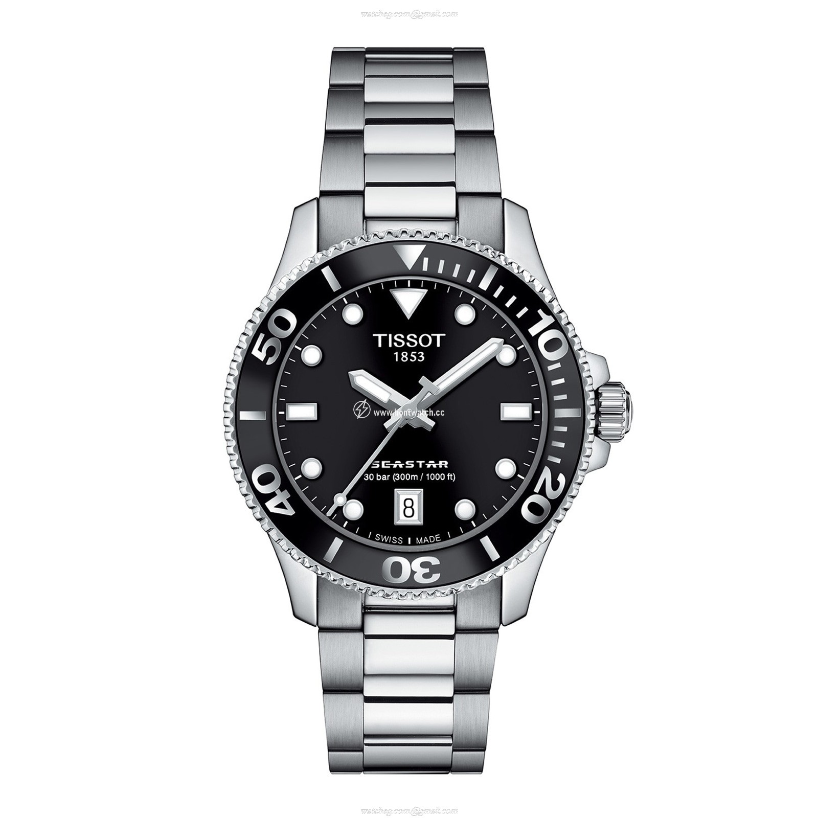 Tissot T-Sport Seastar 36mm Black Dial Quartz Watch - Stainless Steel