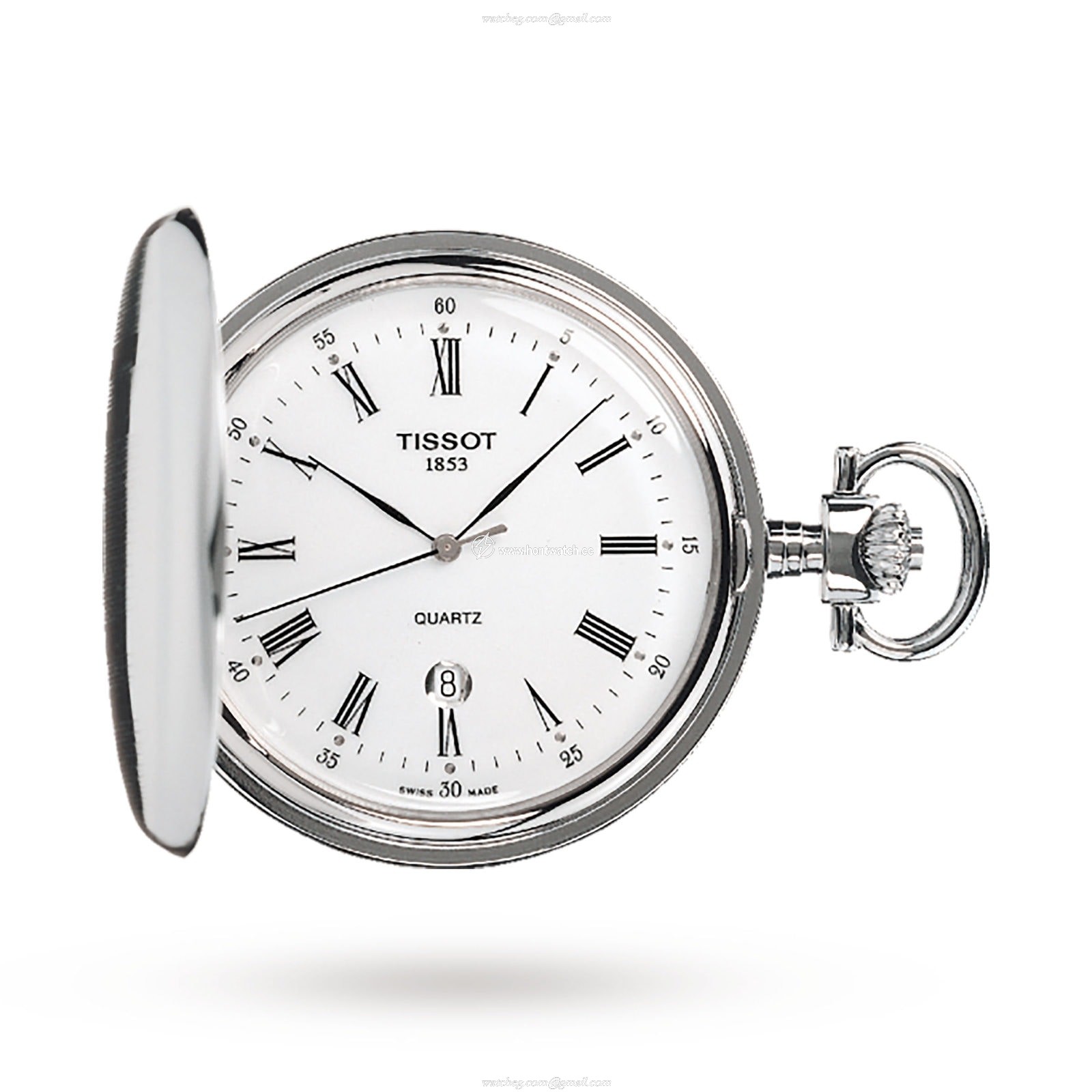Tissot T-Savonnette T83655313 | Stainless Steel Quartz Pocket Watch | White Dial