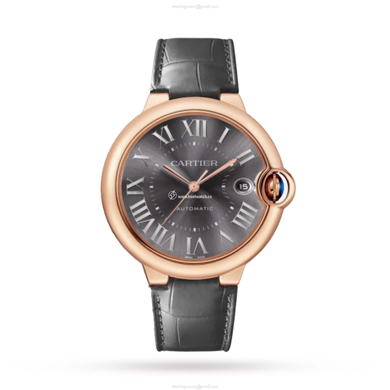 Cartier Ballon Bleu 40mm Rose Gold Automatic Grey Dial Replica Watch