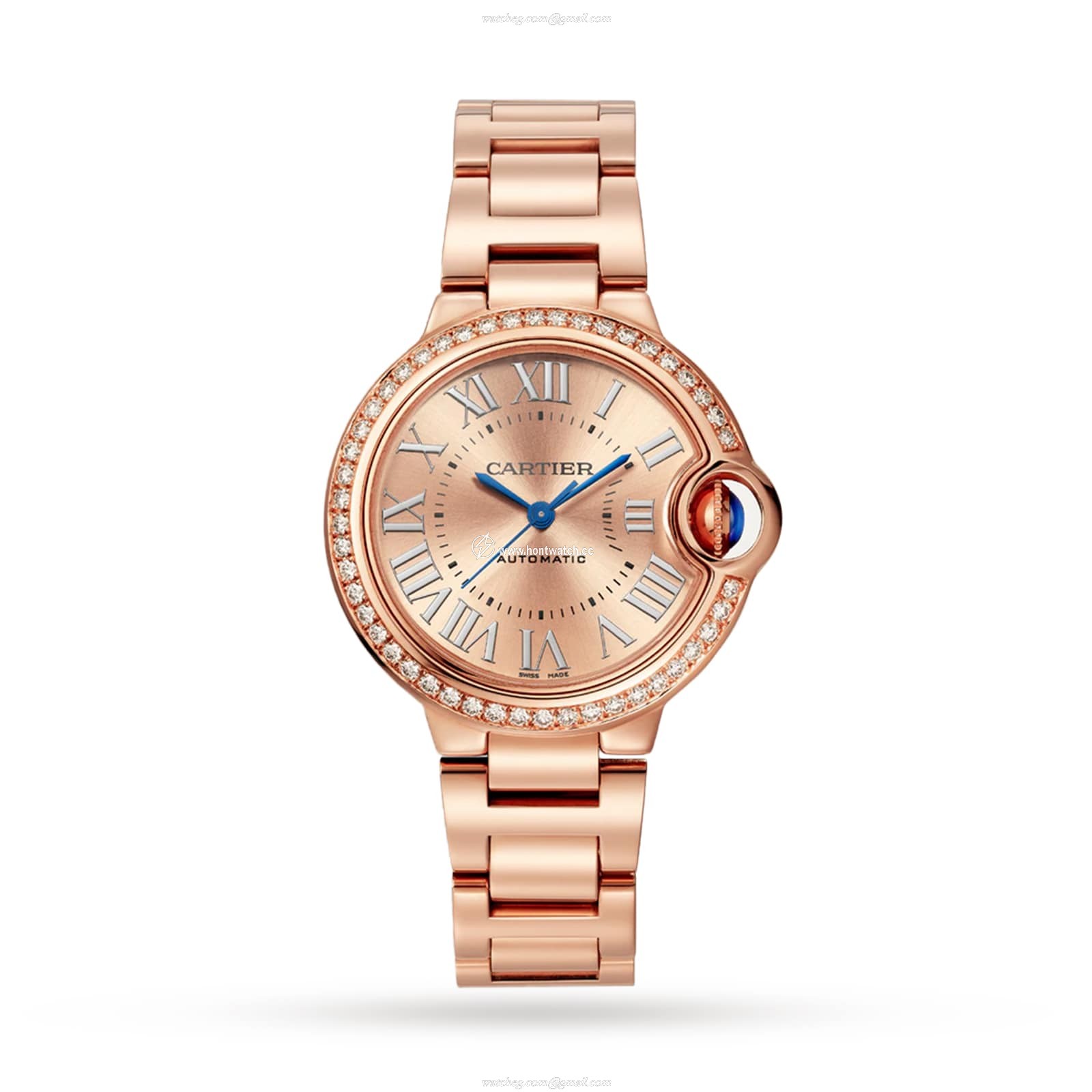 Cartier Ballon Bleu 33mm Rose Gold Automatic Watch | Roman Numerals