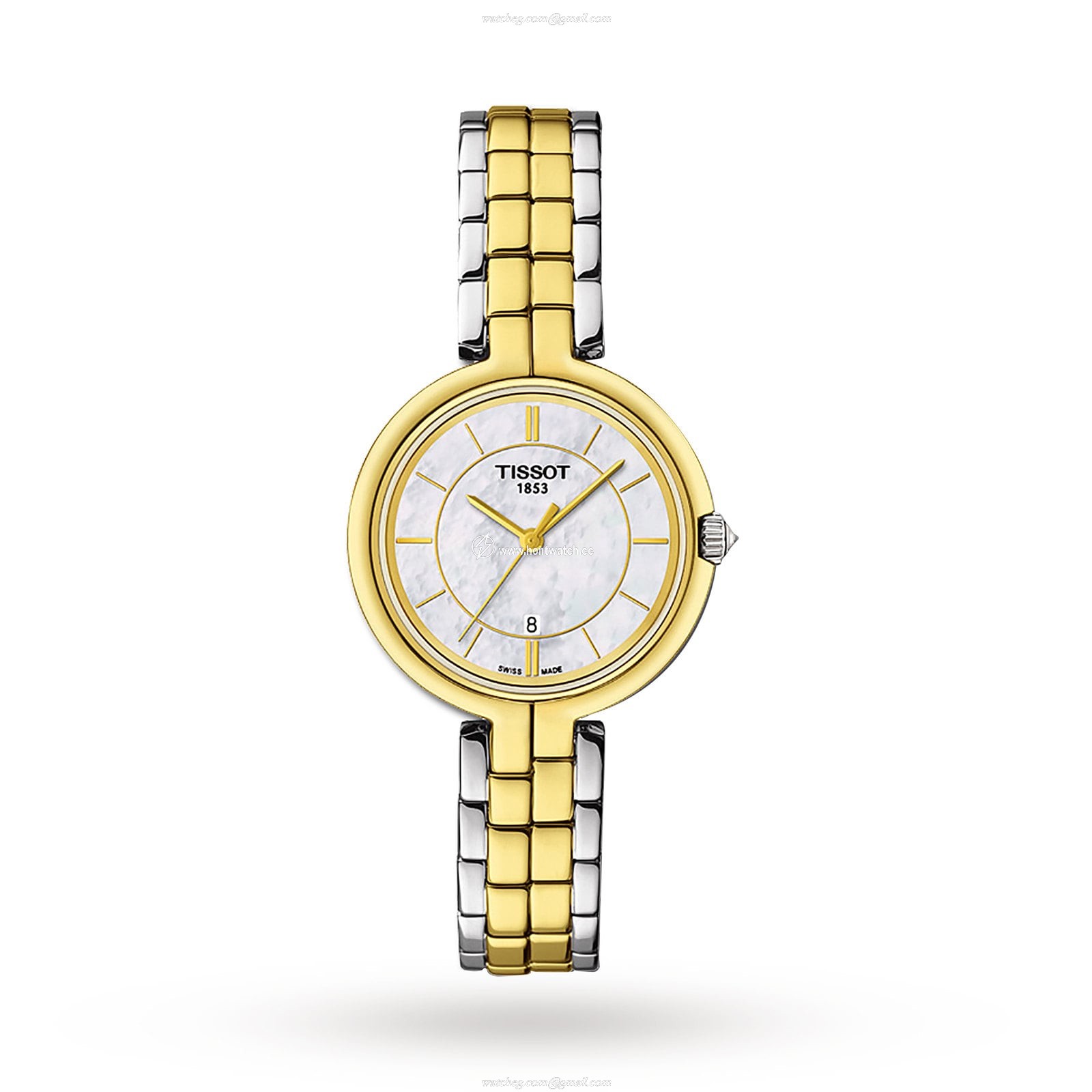 Tissot Flamingo Ladies Watch - Quartz Mother of Pearl Dial - 26mm PVD Gold