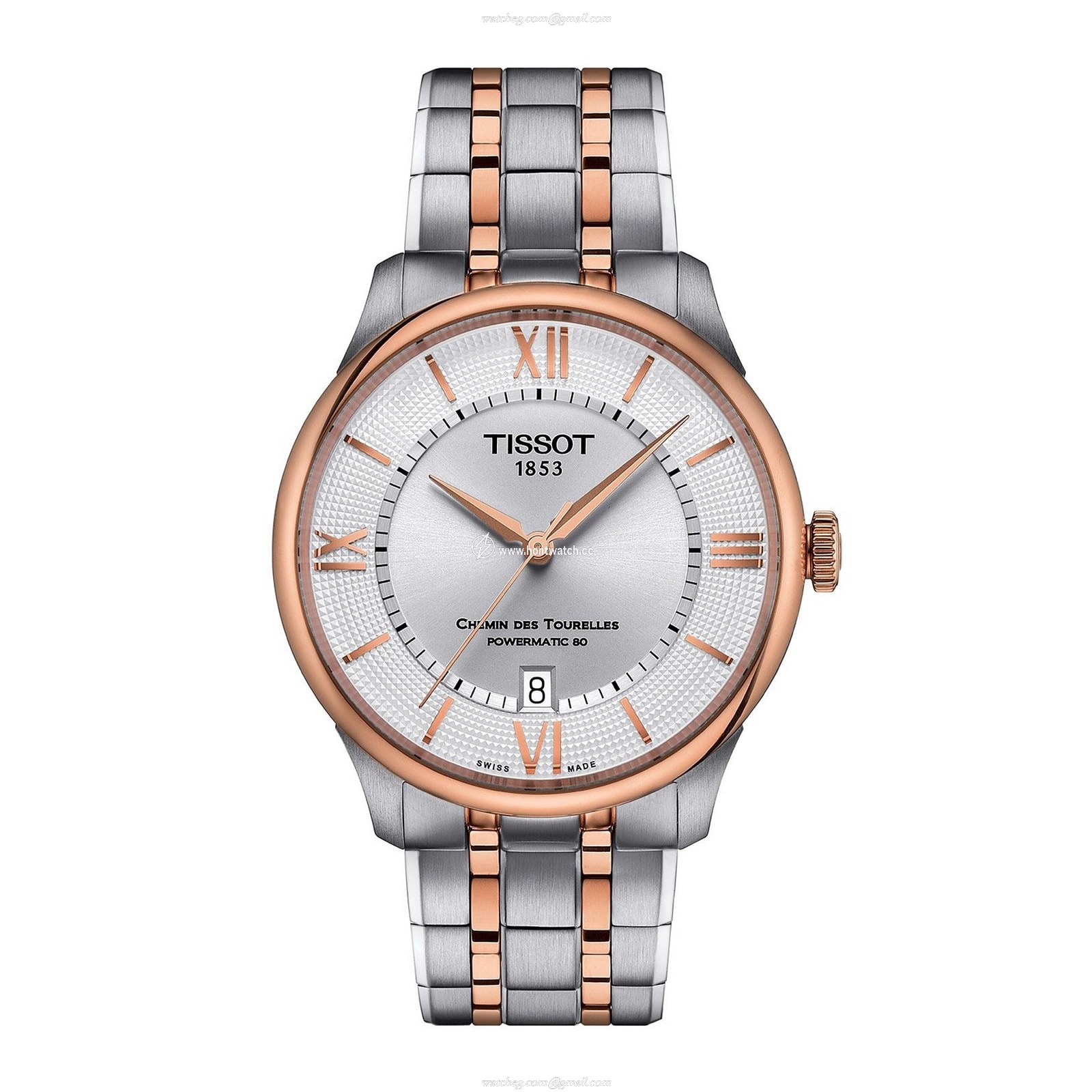 Tissot T-Classic Automatic Watch - 39mm Silver Dial - Stainless Steel & Rose Gold