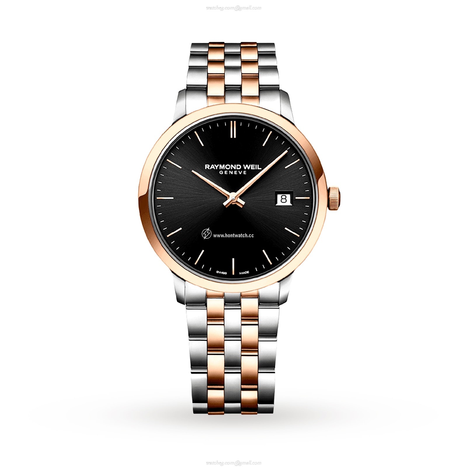 Raymond Weil Toccata Quartz Watch - Black Dial - Stainless Steel & Rose Gold