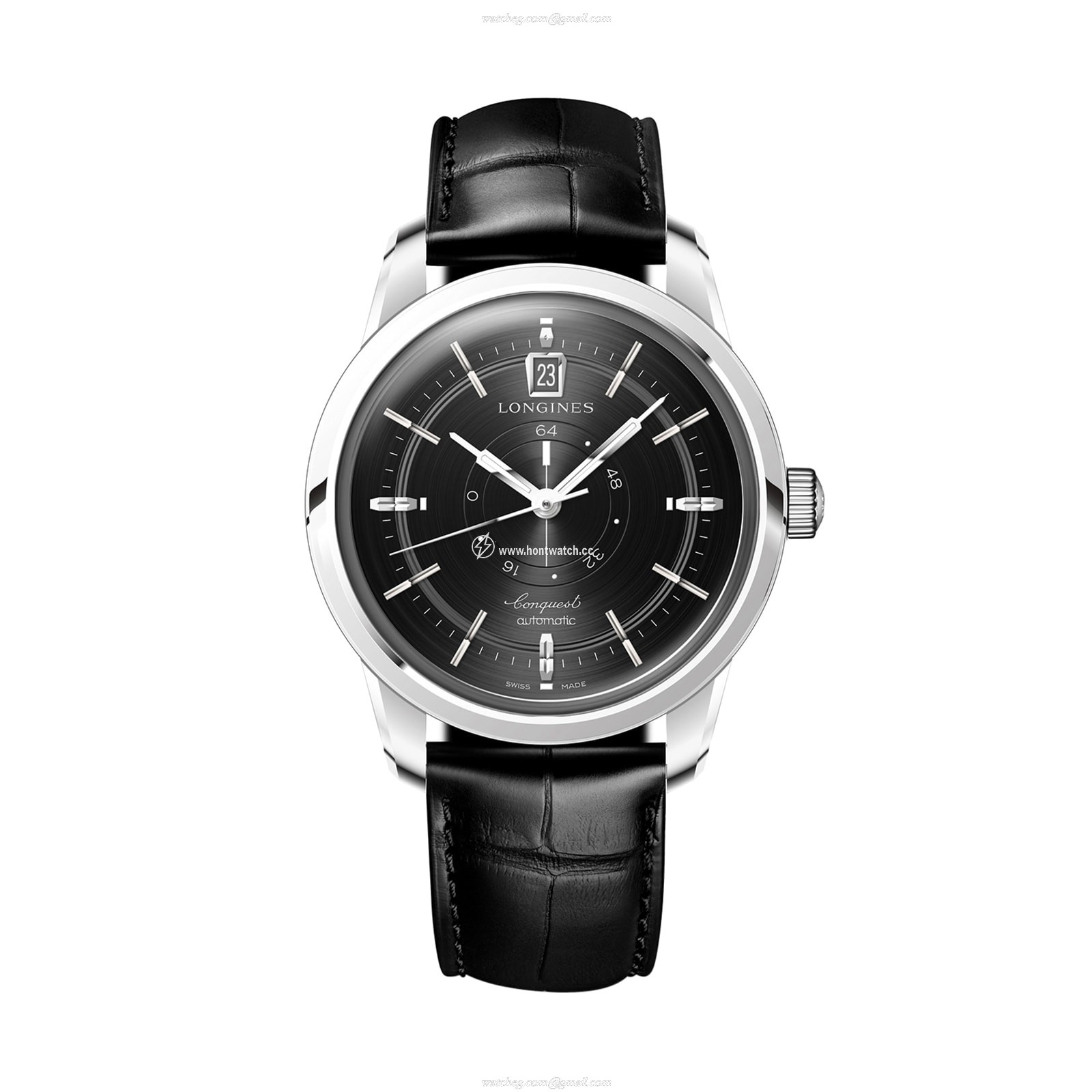 Longines Conquest L16484522 Automatic Watch - 38mm Stainless Steel Black Dial