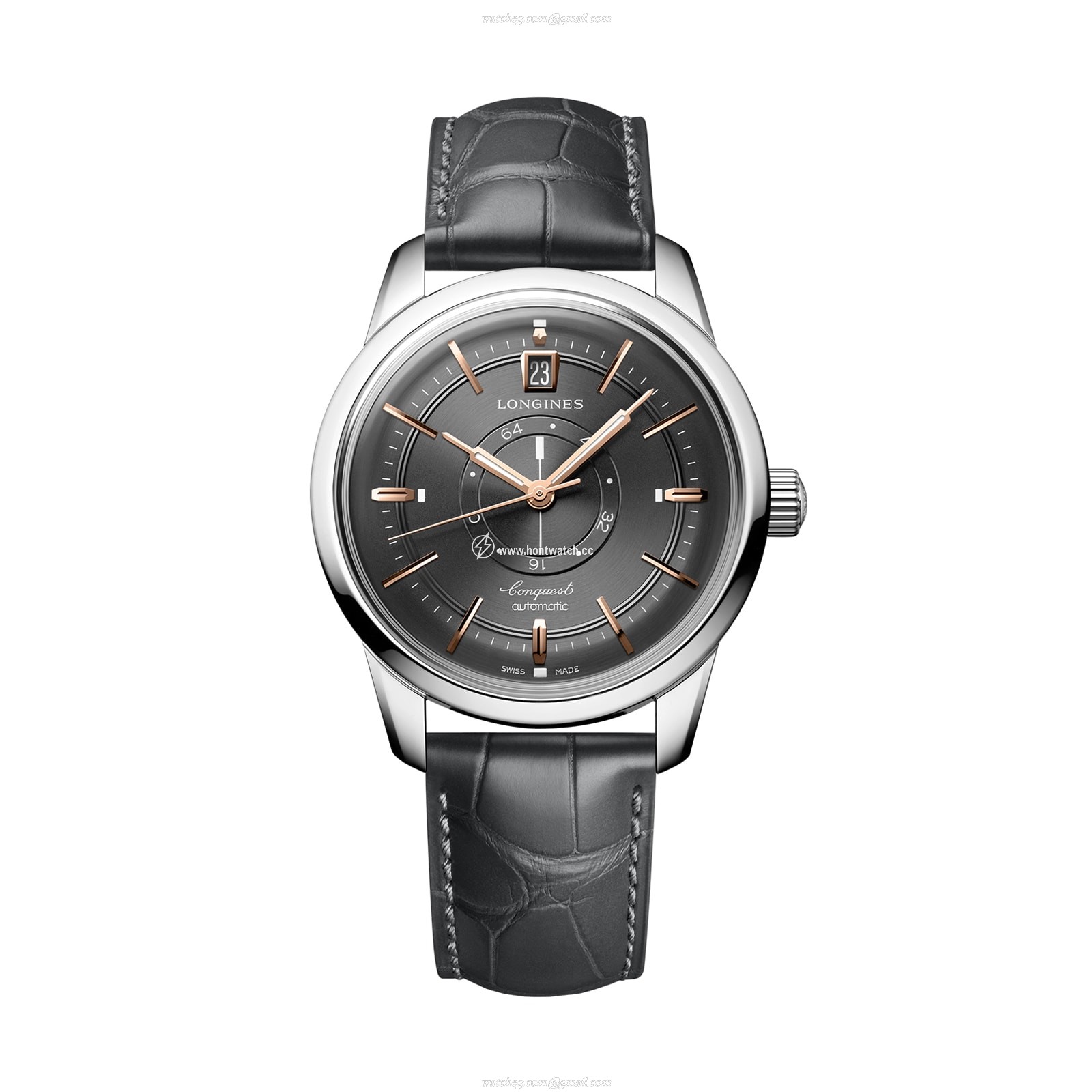Longines Conquest Automatic Grey Dial Watch - 38mm Stainless Steel
