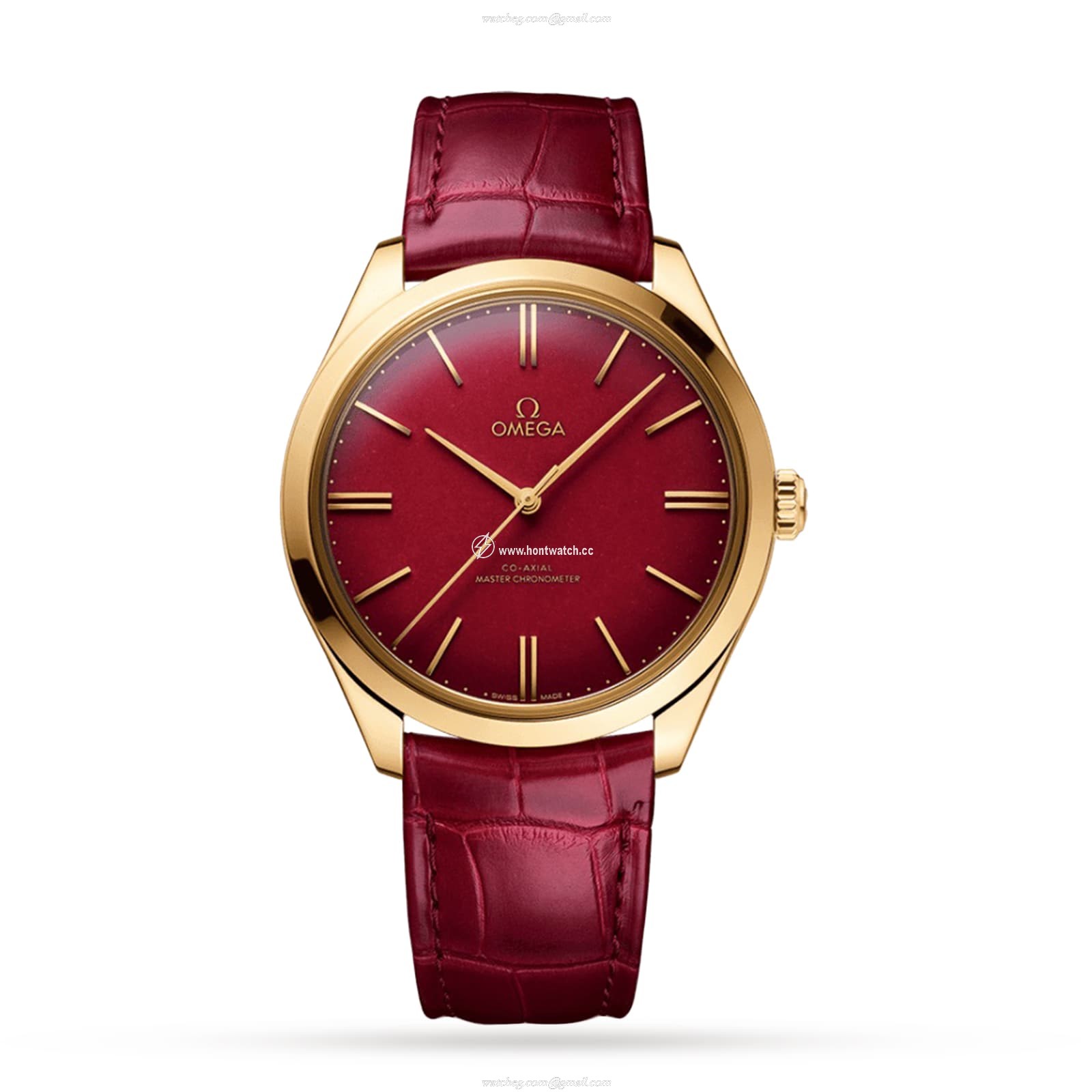 Omega De Ville Automatic Red Dial - 40mm Stainless Steel Leather Watch