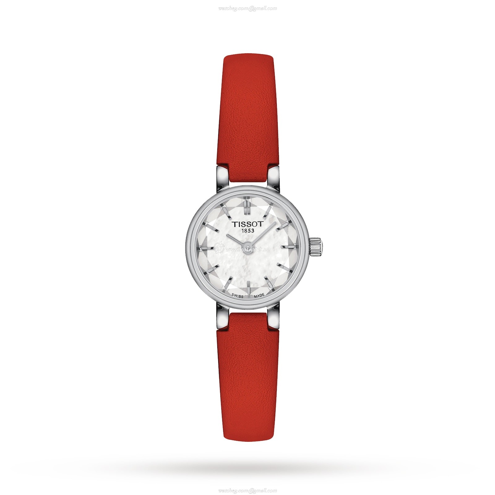 Tissot T-Lady Lovely 19.5mm Watch - Mother of Pearl Dial & Red Leather Strap