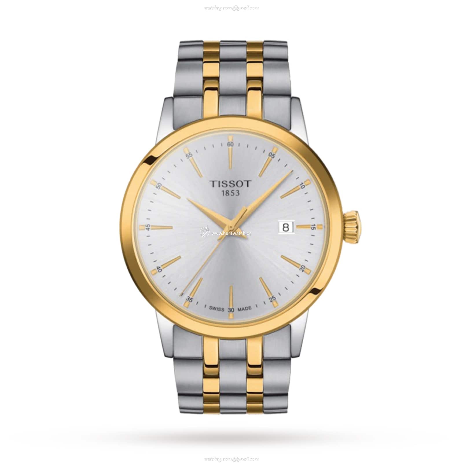 Tissot T-Classic Silver Dial 42mm Watch - Stainless Steel & Gold PVD - Quartz