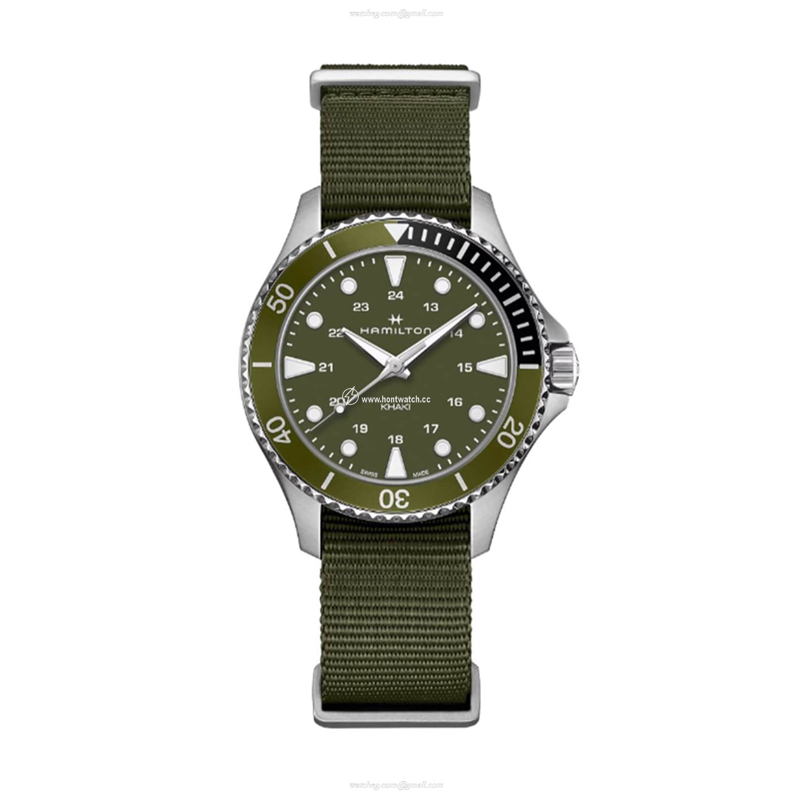 Hamilton Khaki Navy H82241961 | 37mm Green Dial | Stainless Steel Quartz