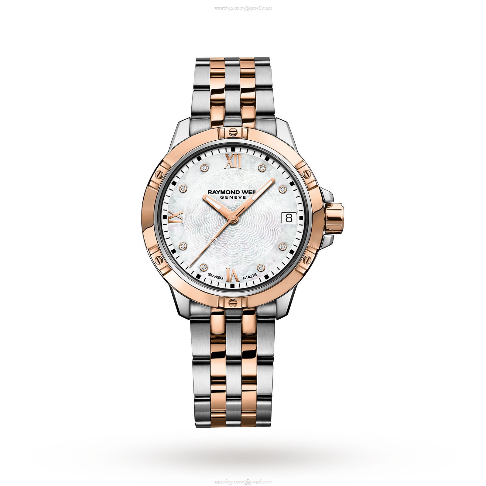Raymond Weil Tango 5960-SP5-00995 | White Dial | 30mm | Rose Gold & Steel