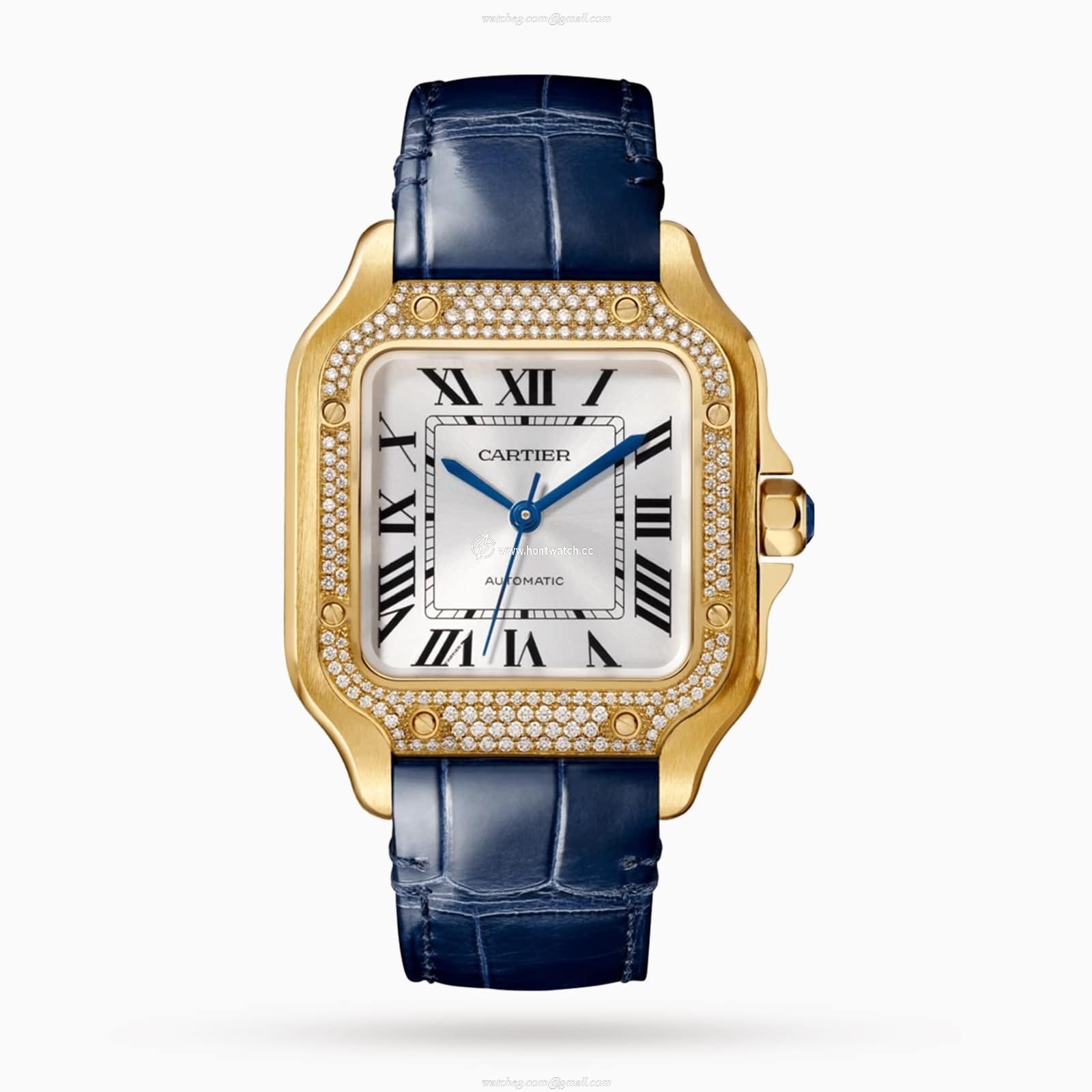 Cartier Santos de Cartier WJSA0013 - Yellow Gold Automatic Watch - 35mm Silver Dial