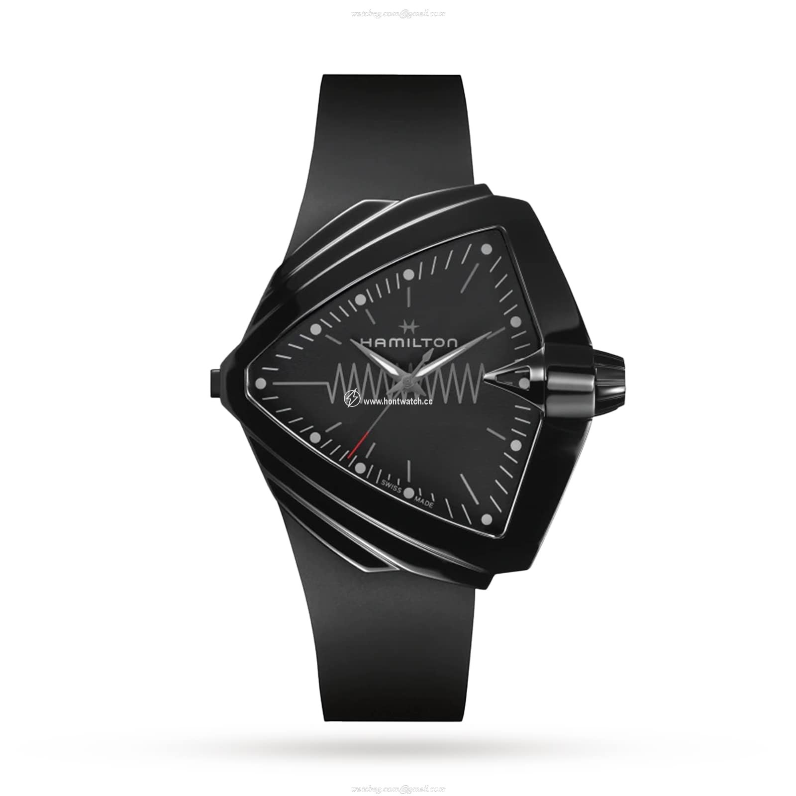 Hamilton Ventura H24604330 | 52mm Black Dial | Stainless Steel Quartz Watch