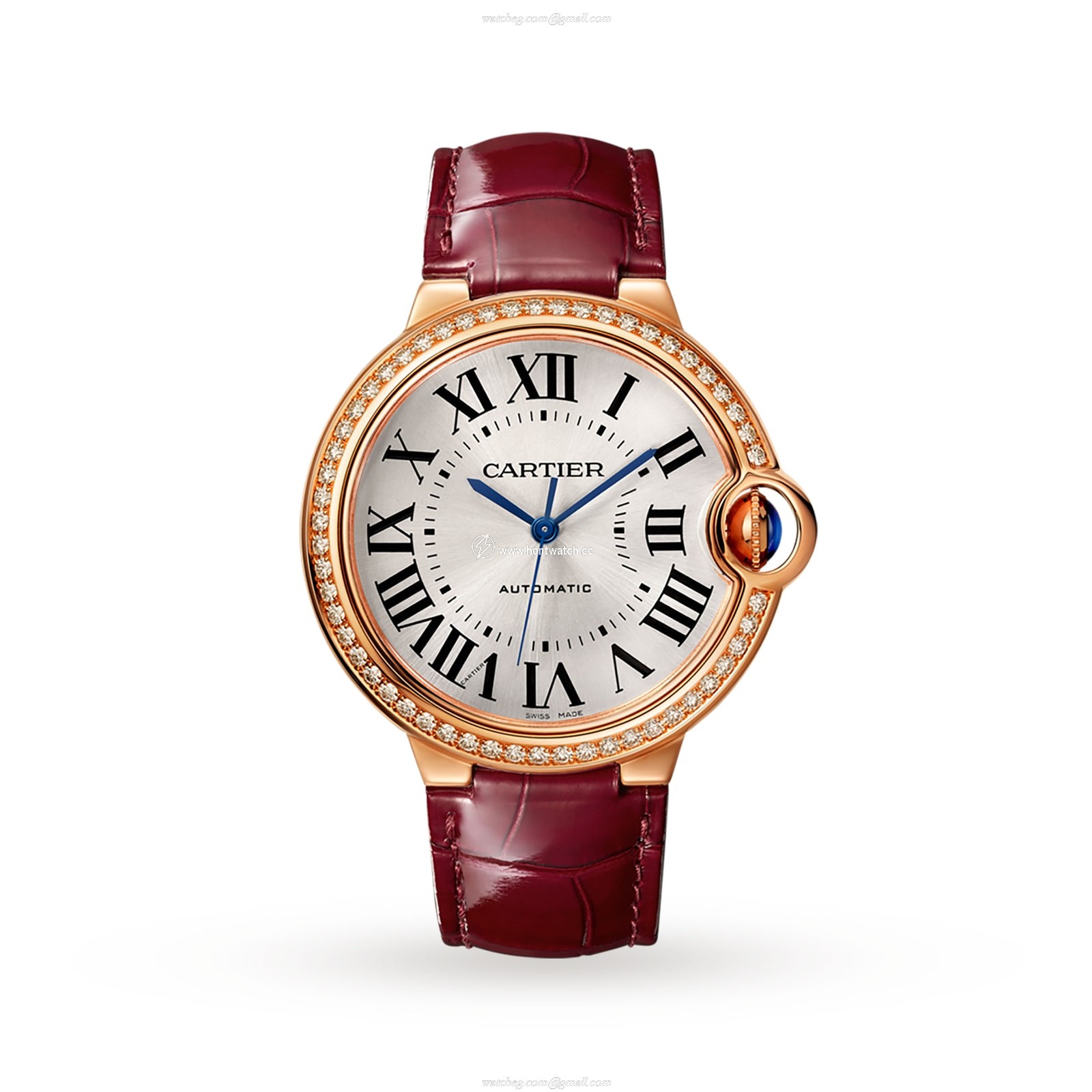 Cartier Ballon Bleu 36mm Rose Gold Automatic Watch - Silver Dial & Roman Numerals