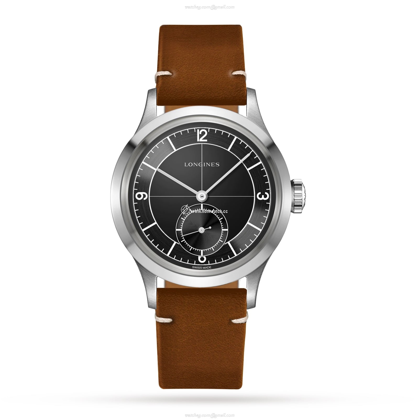 Longines Heritage L28284532 Automatic Watch - 38.5mm Stainless Steel - Black Dial