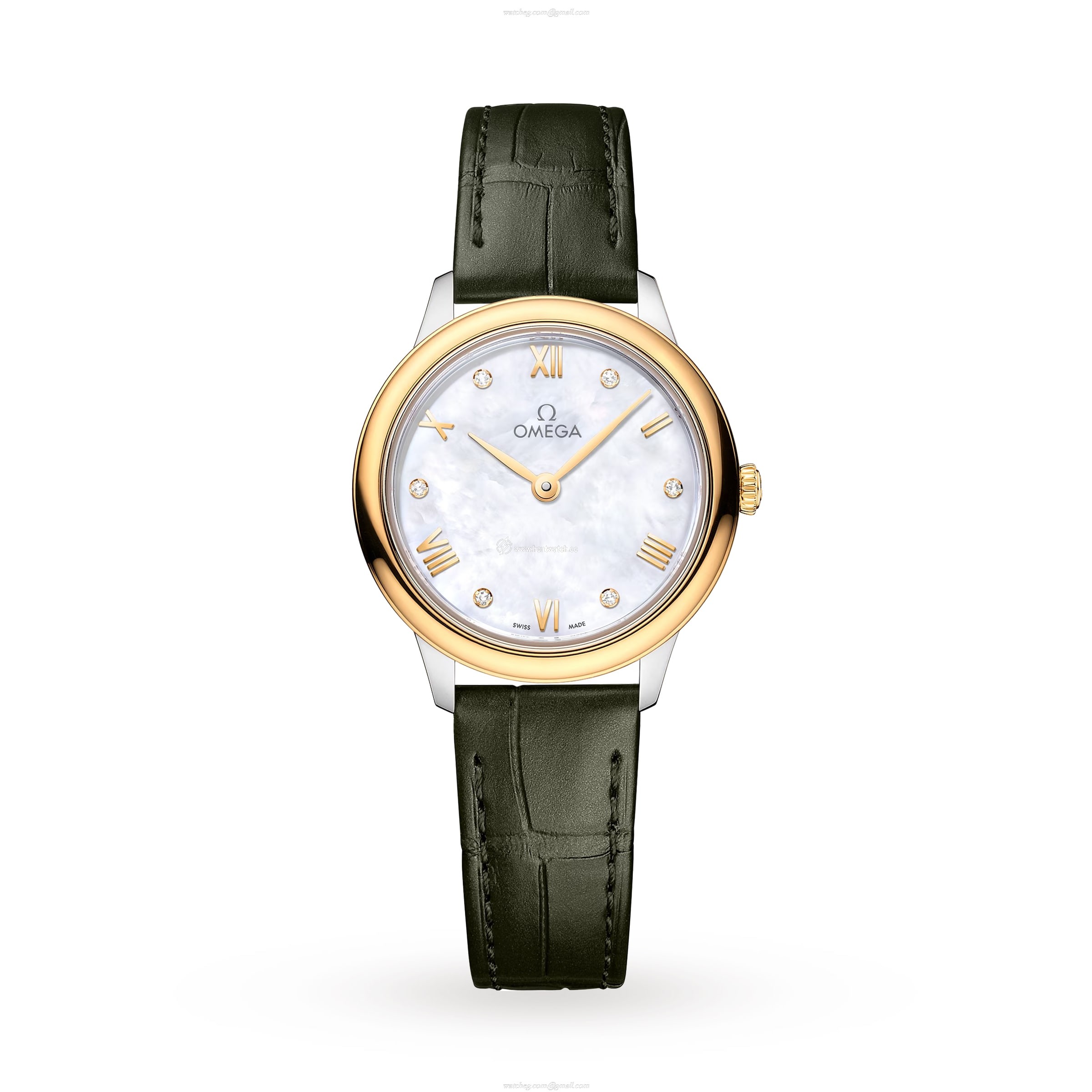 Omega Deville Prestige Replica - 45mm Steel & Gold - Quartz White Dial Watch
