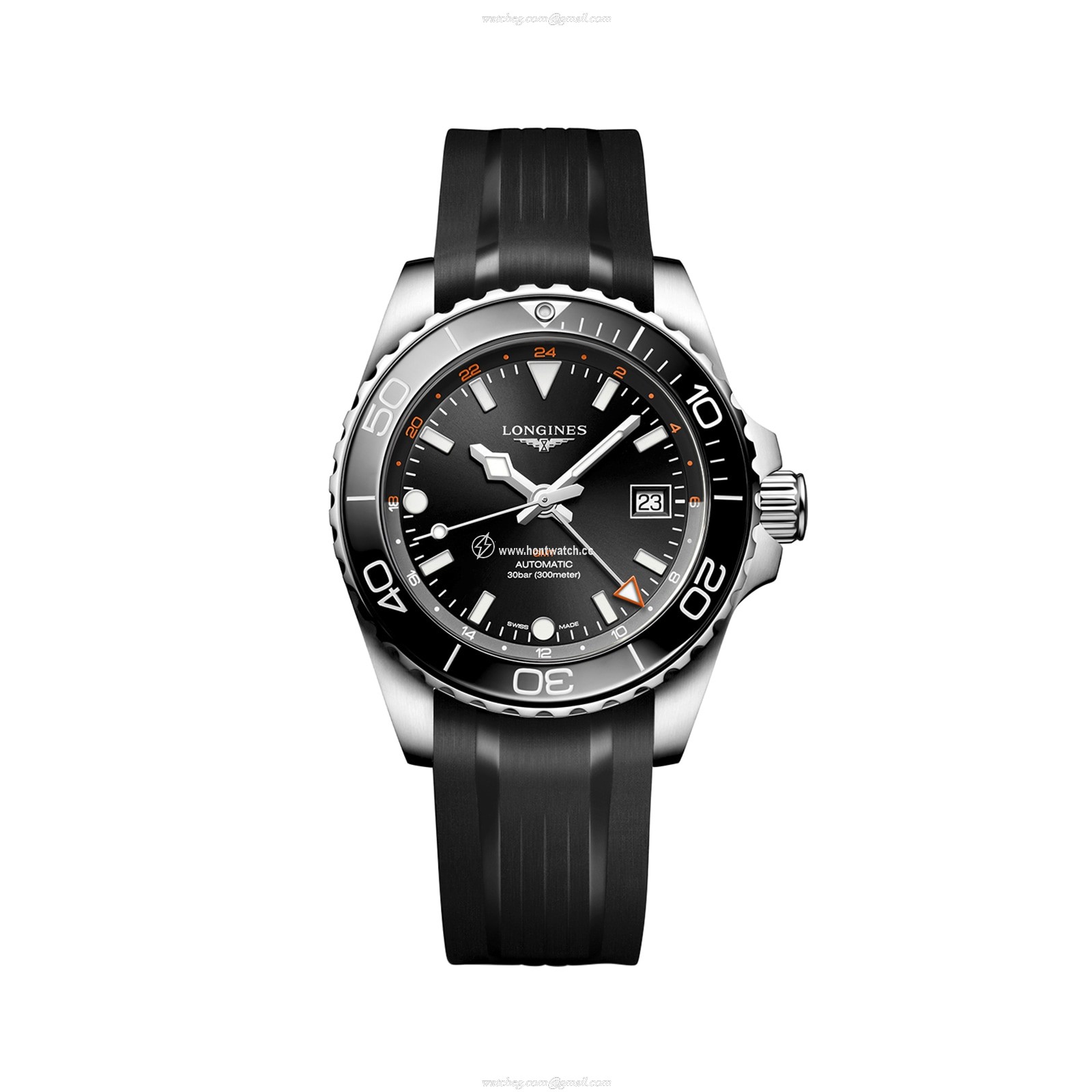 Longines HydroConquest L37904569 Automatic Watch - 41mm Black Dial - 300M Water Resistant