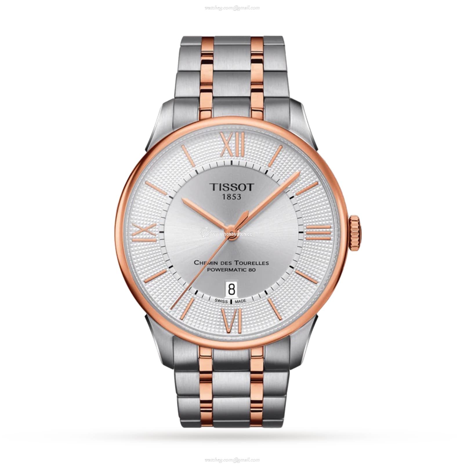 Tissot T-Classic Automatic Watch - 42mm Silver Dial - Stainless Steel & Rose Gold