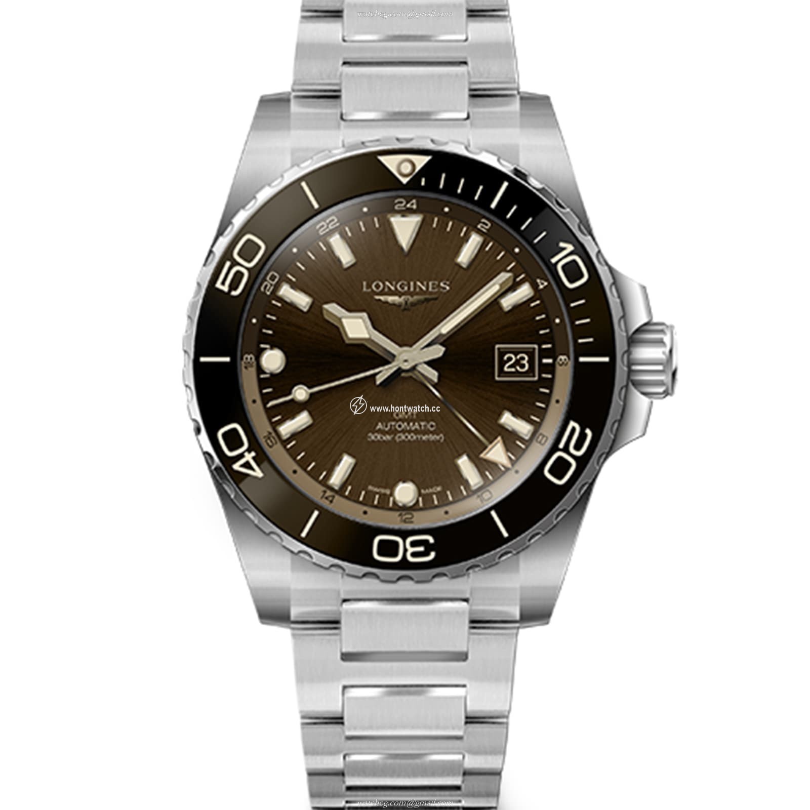 Longines HydroConquest L37904666 Automatic Watch - 41mm Brown Dial - Steel & Ceramic