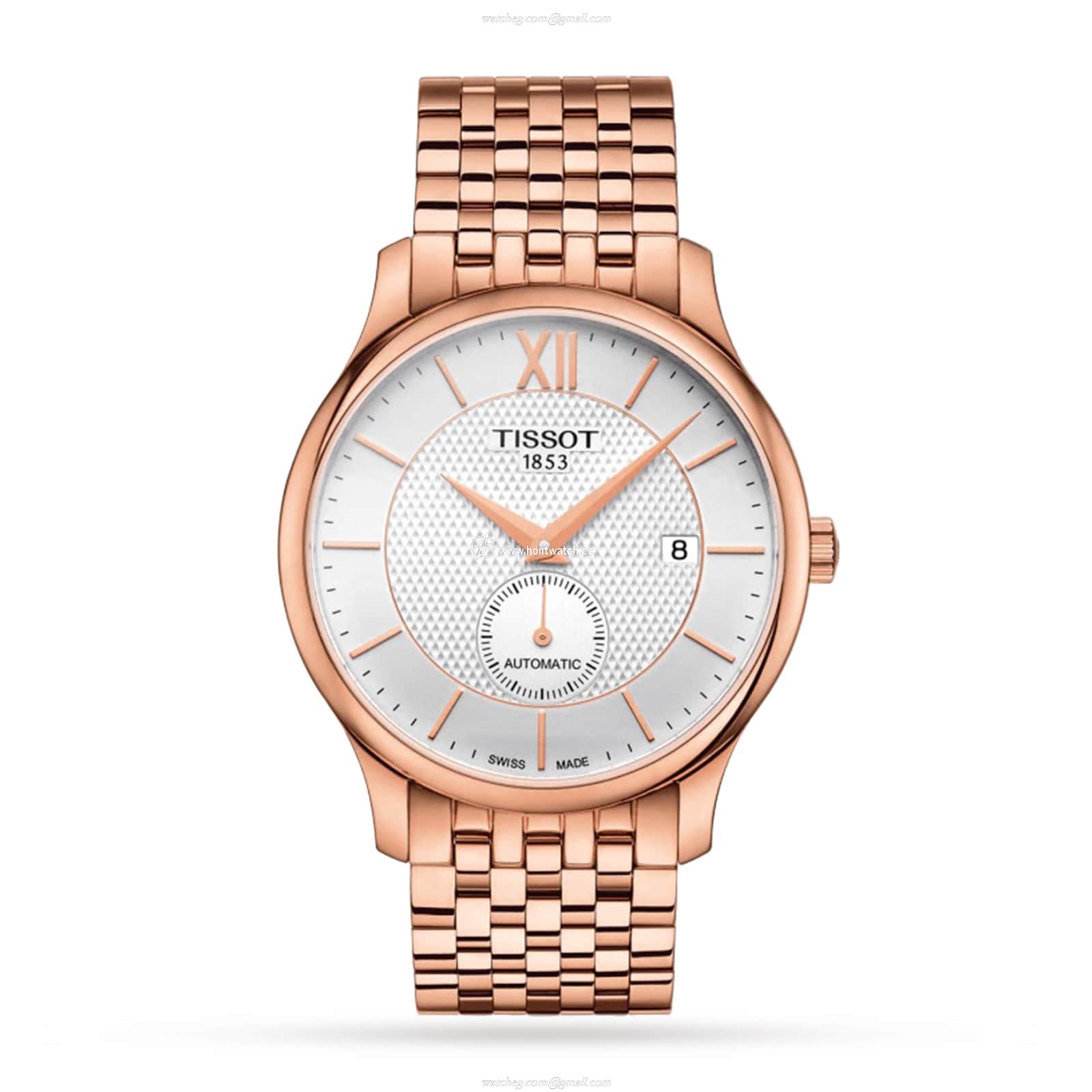 Tissot T-Classic Automatic Watch - Silver Dial & Rose Gold Stainless Steel