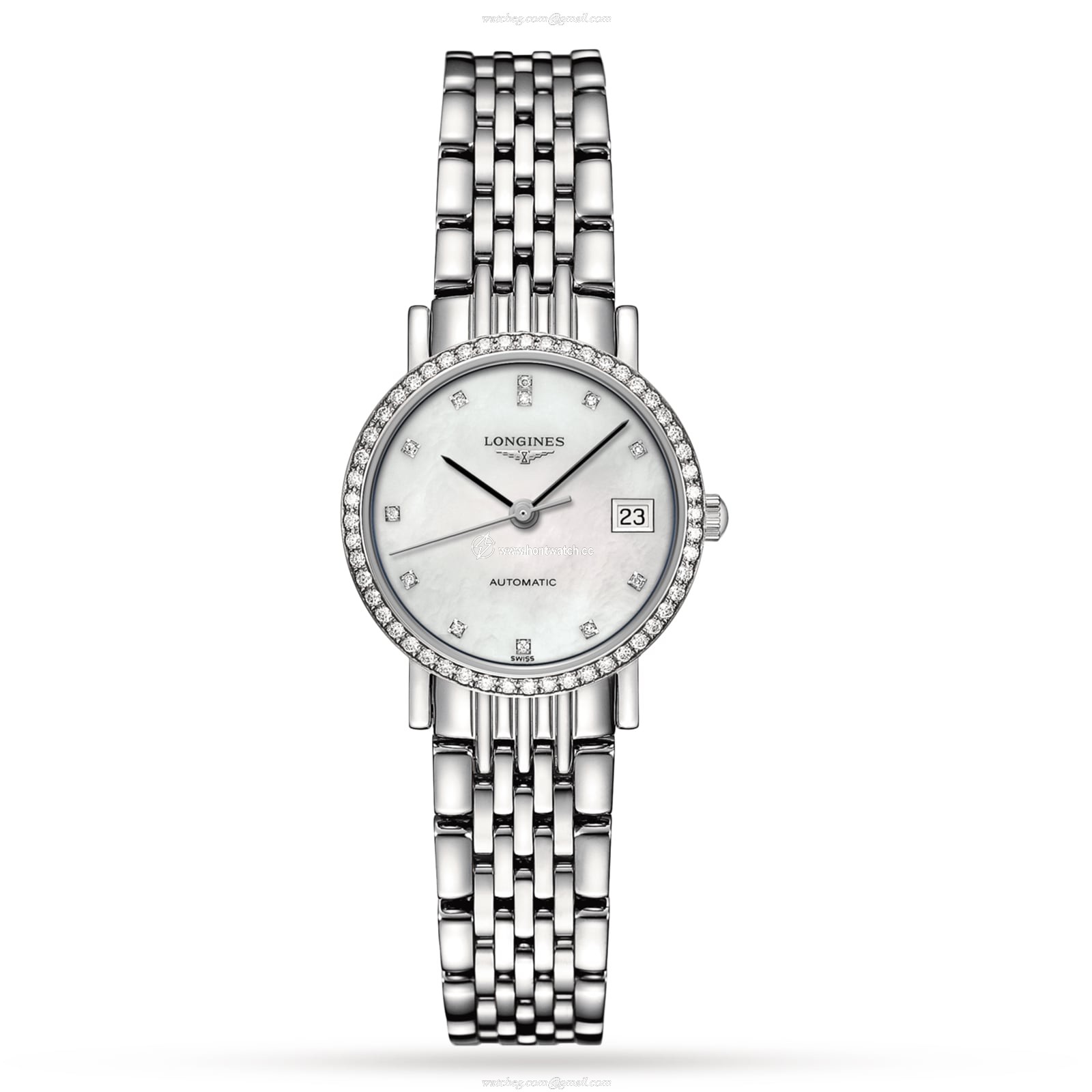 Longines Elegant L43090876 Automatic Watch - White Dial - Stainless Steel