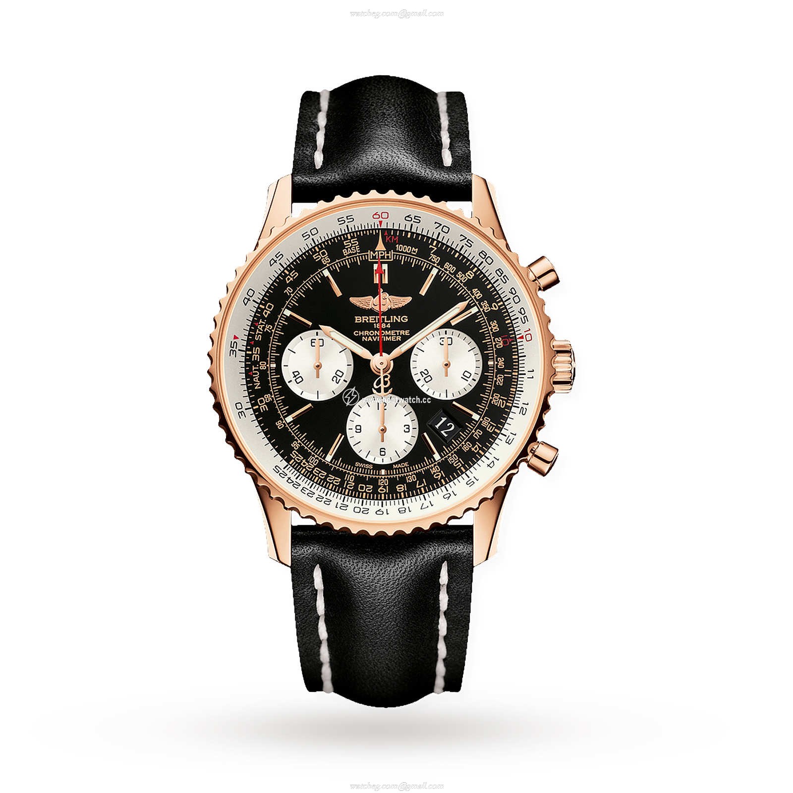 Breitling Navitimer 43mm 18ct Rose Gold Automatic Black Dial Watch