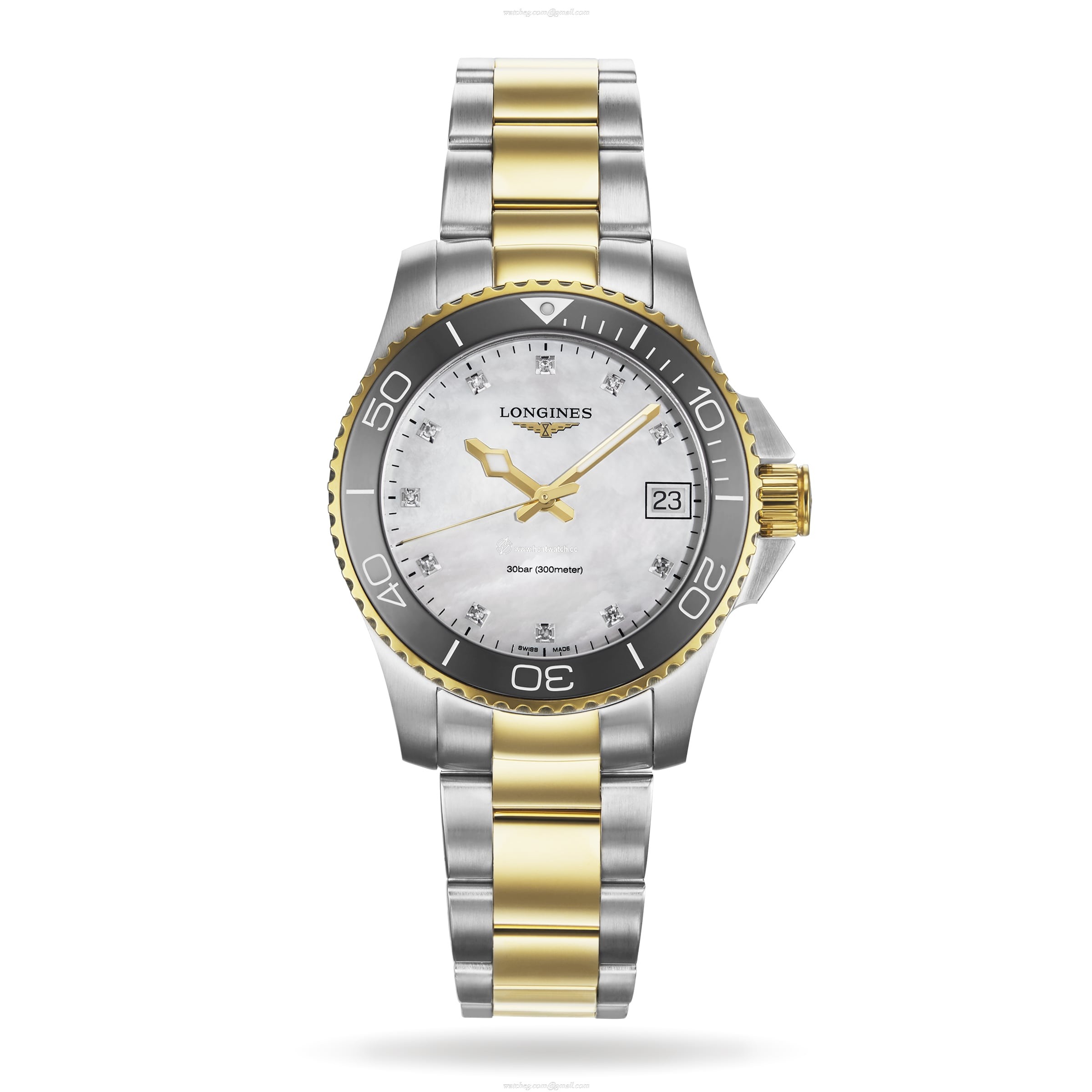 Longines HydroConquest L33703876 | 32mm Quartz | Mother of Pearl & Diamond Dots