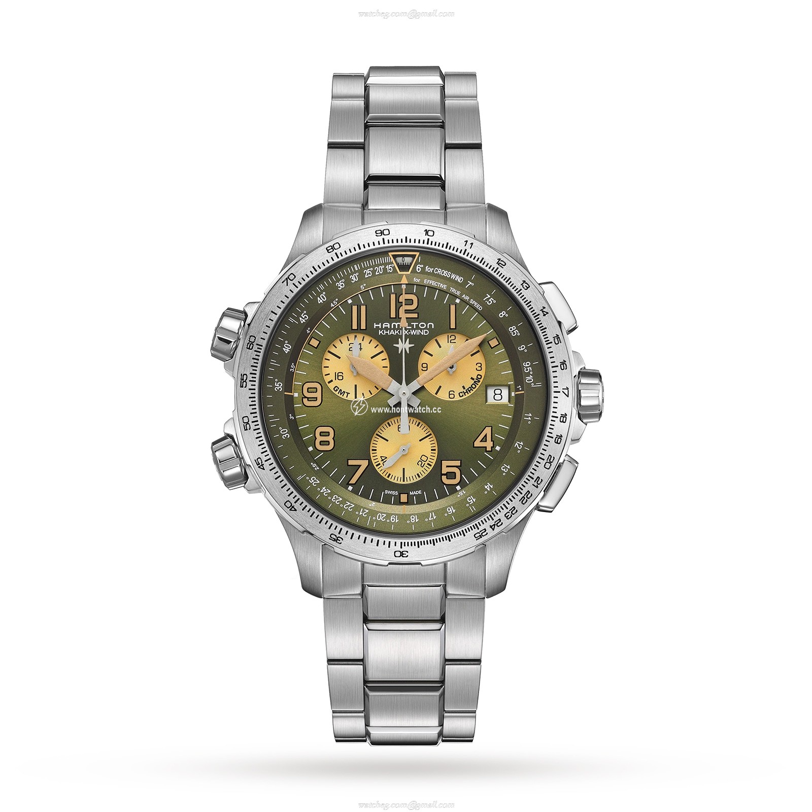 Hamilton Khaki Aviation H77932160 | 46mm Green Dial | Quartz | Stainless Steel