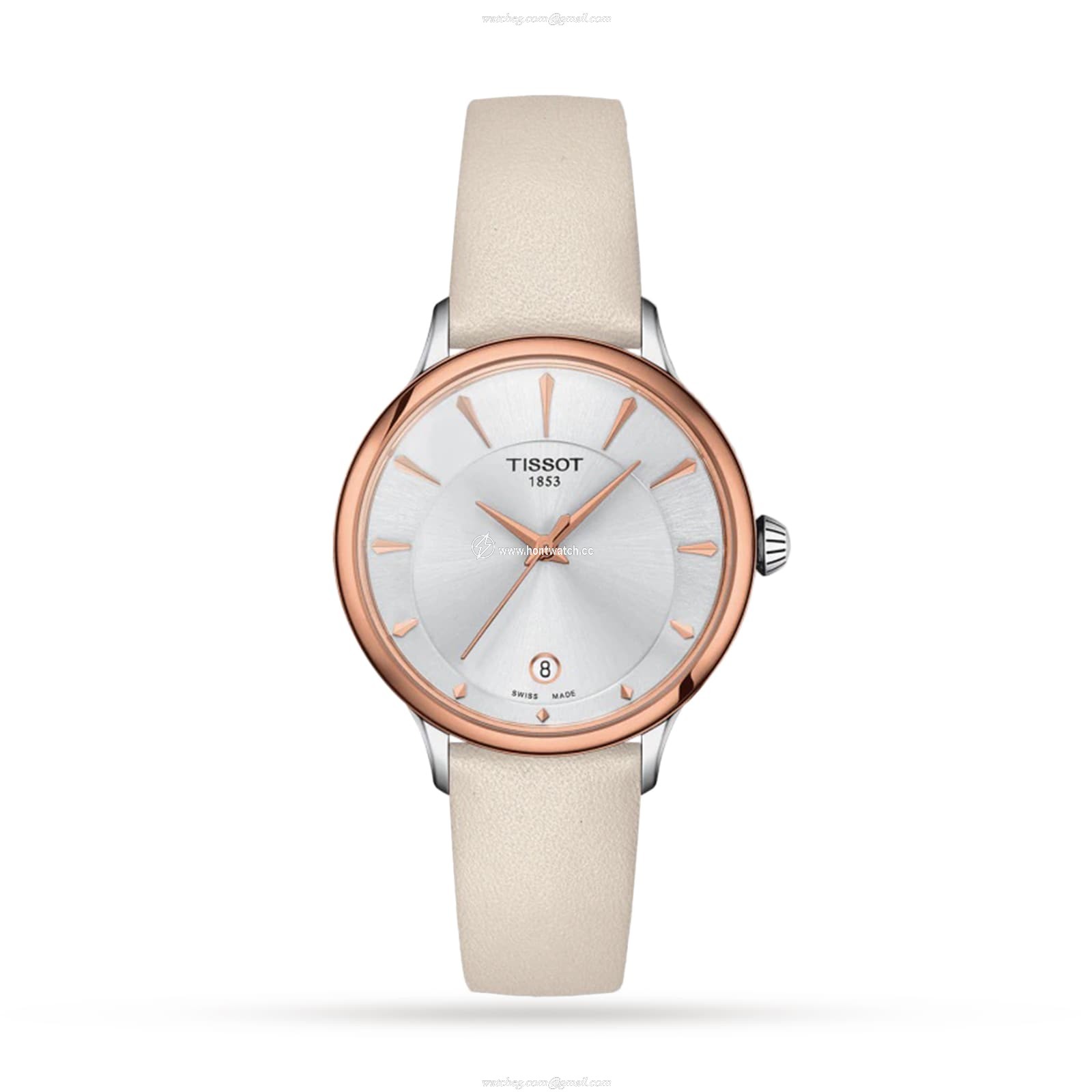Tissot T-My Lady Quartz Watch - Silver Dial - 33mm Stainless Steel & Rose Gold
