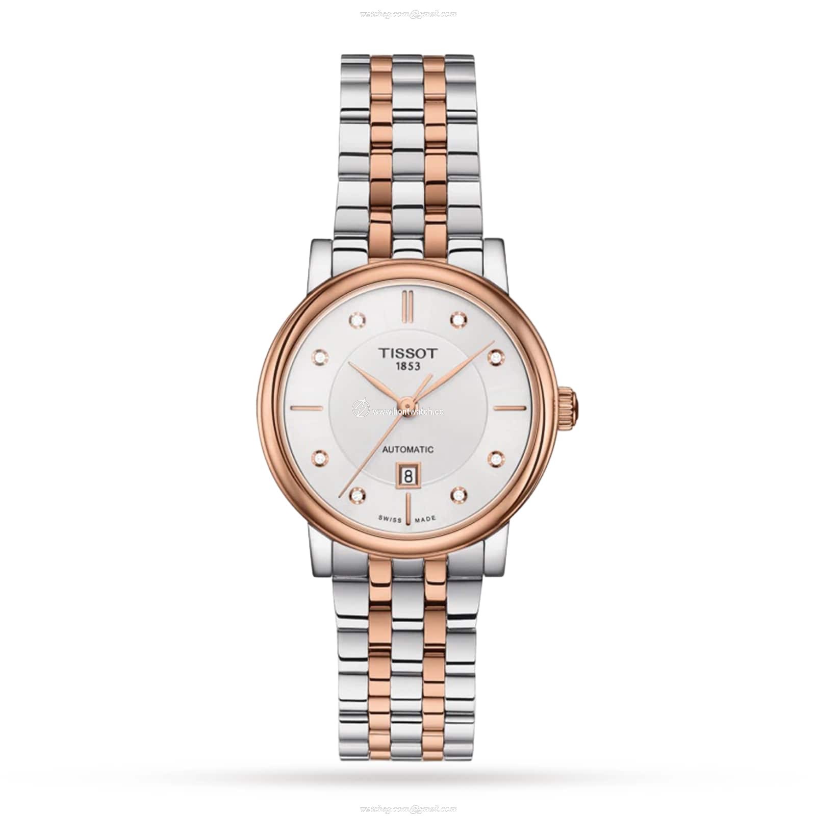 Tissot T-Classic Automatic Diamond Watch | 30mm Cream Dial | Rose Gold Steel