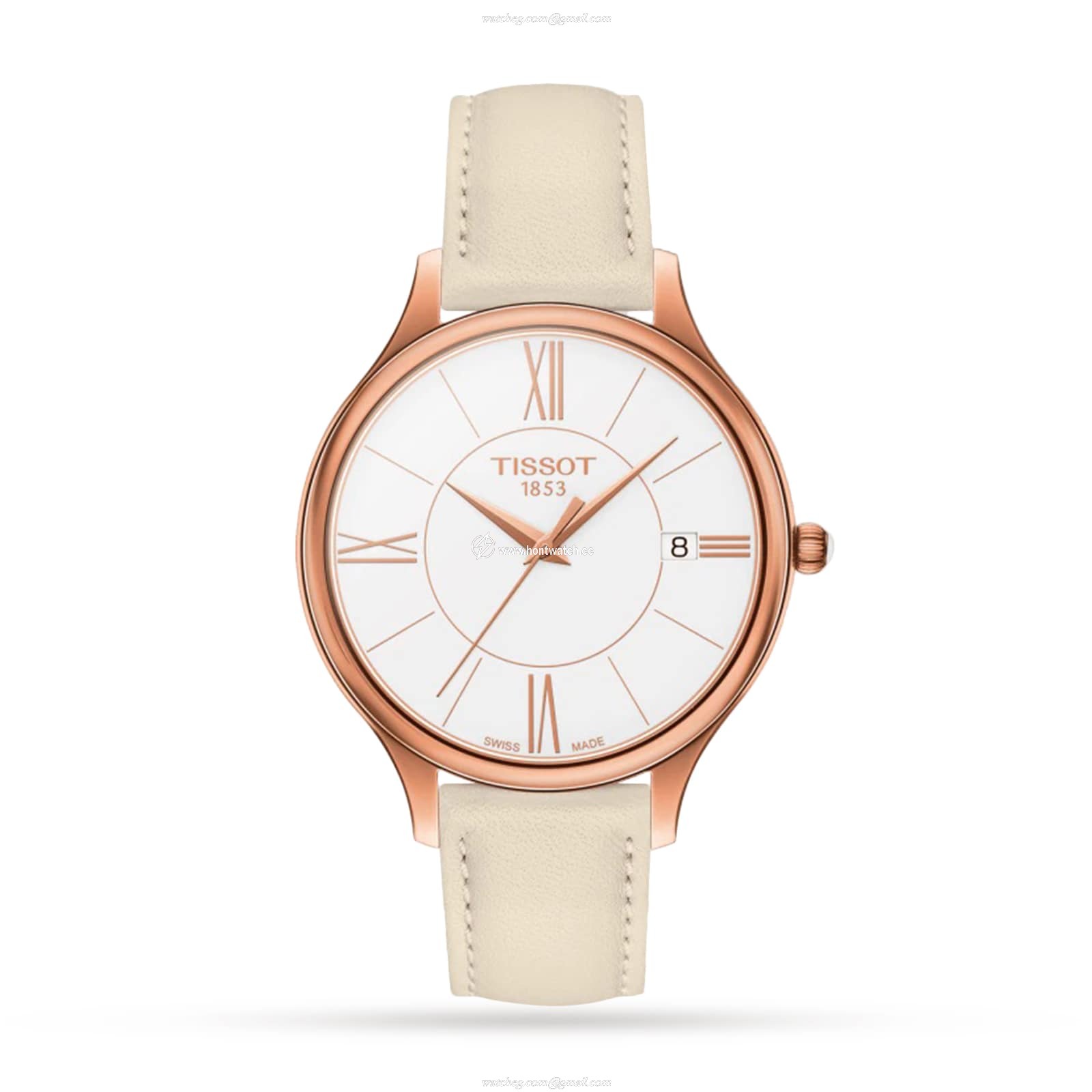 Tissot T-My Lady Quartz Watch - 38mm Stainless Steel & Rose Gold - Silver Dial