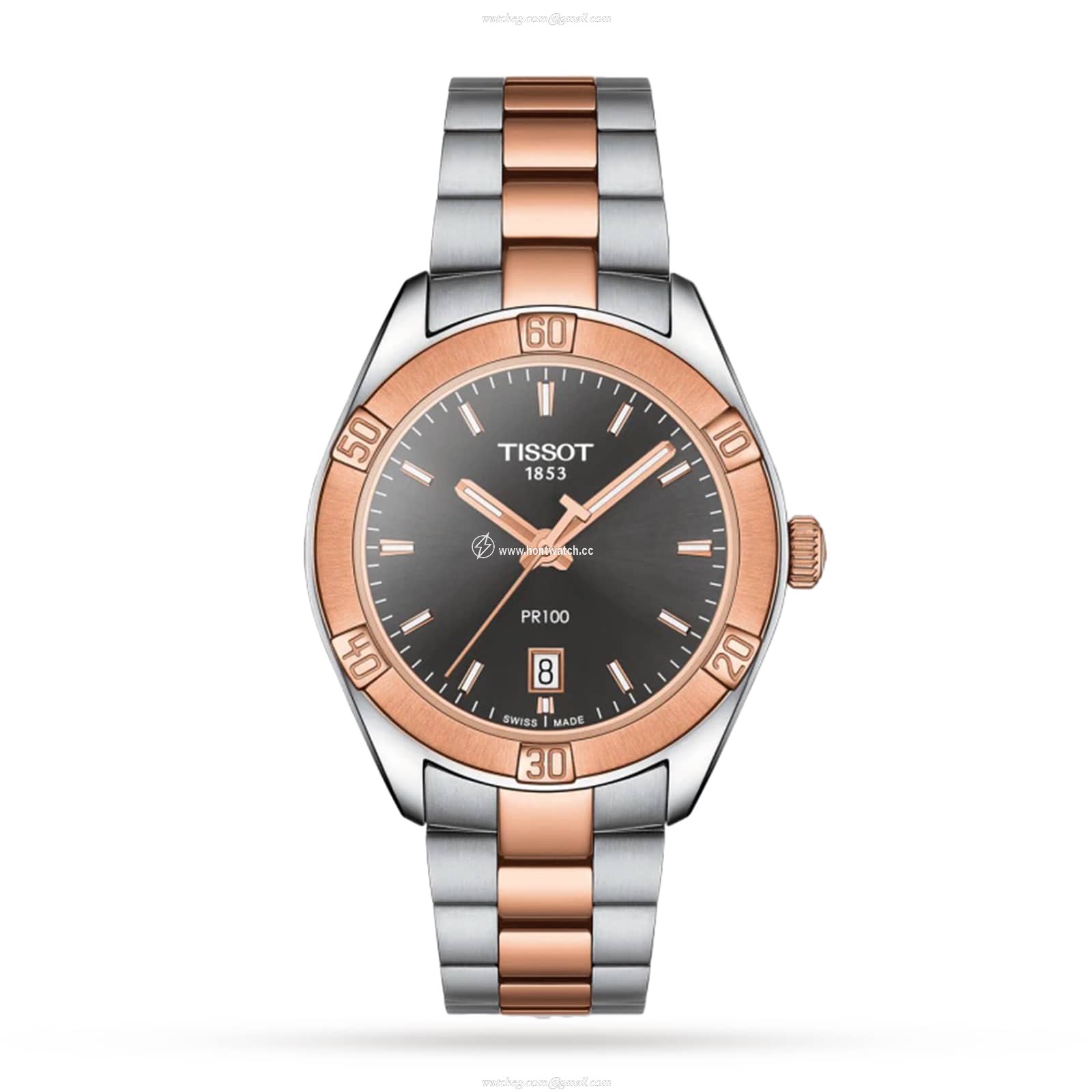 Tissot T-Classic PR 100 Sport | 36mm Grey Dial | Stainless Steel & Rose Gold