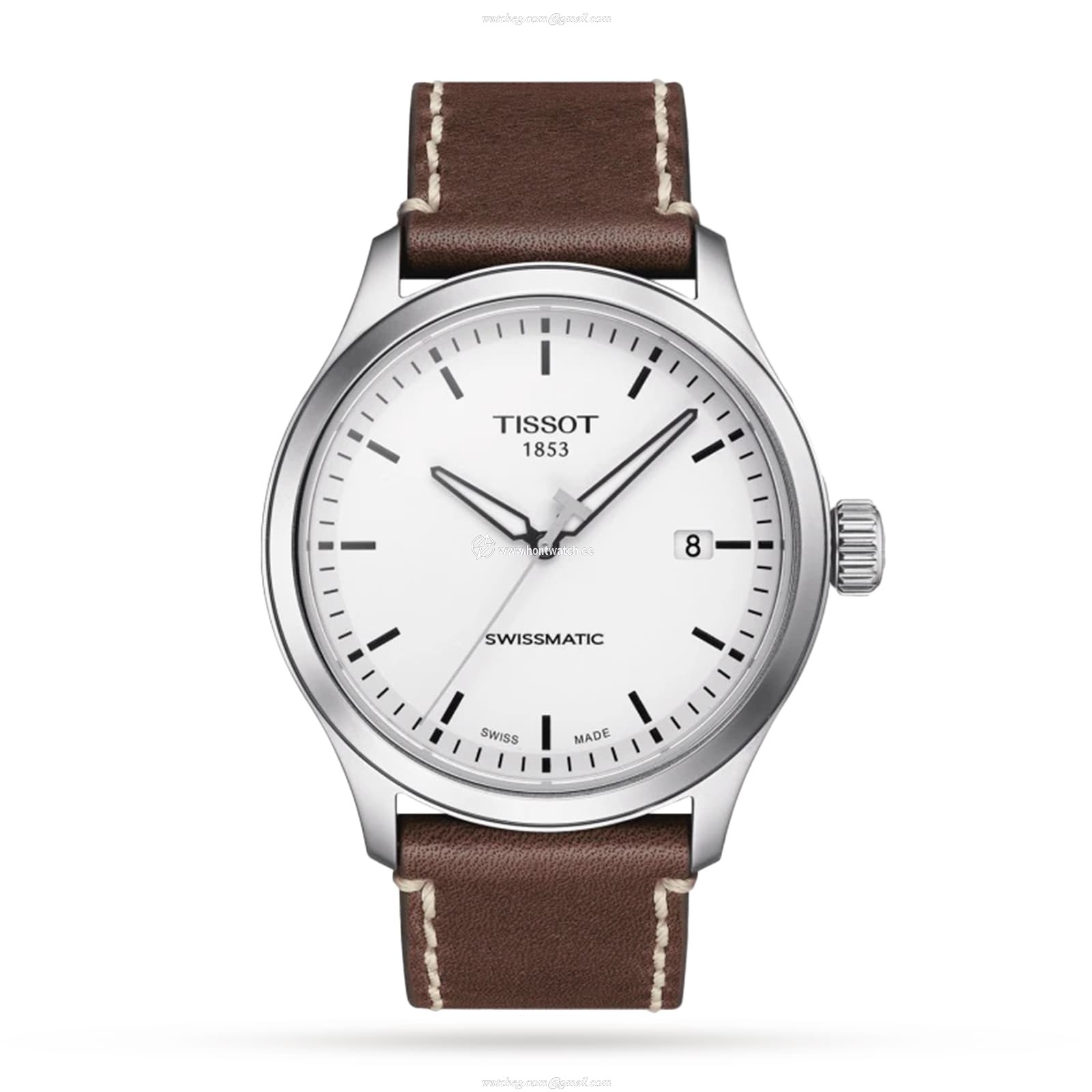 Tissot T-Sport Automatic Watch - 43mm Stainless Steel, White Dial, Leather Strap