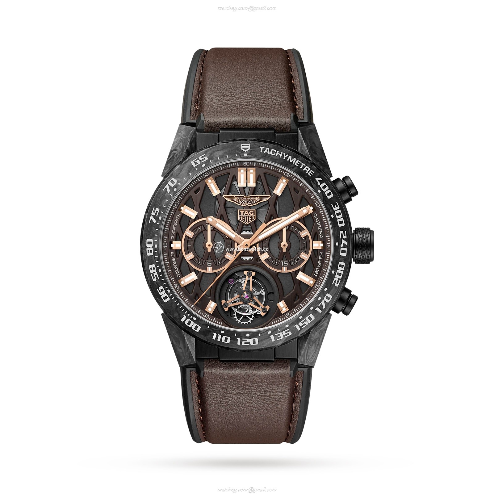 TAG Heuer Carrera Automatic Brown Watch - 45mm PVD Case | Leather Strap