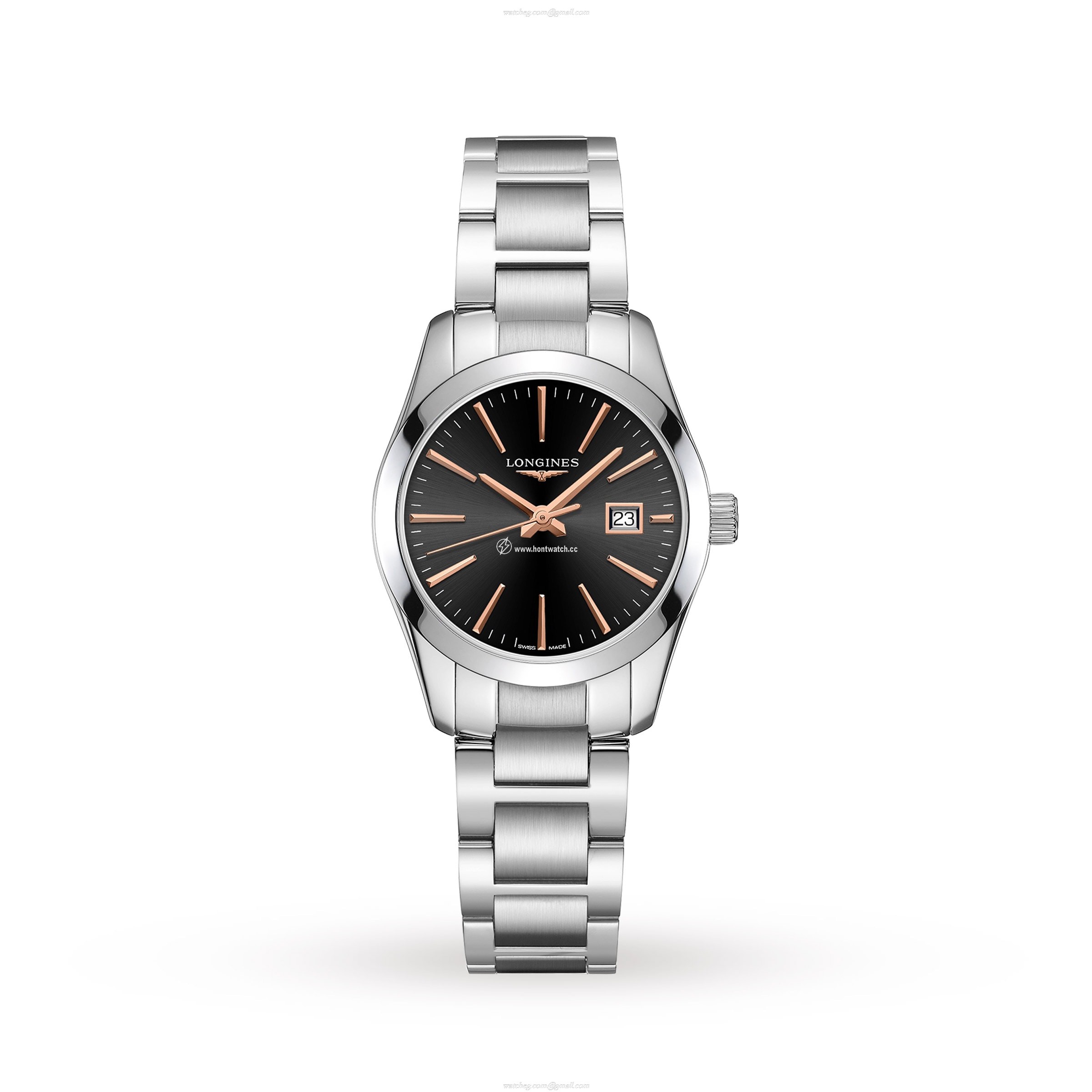 Longines Conquest L22864526 | 29.5mm Stainless Steel Quartz Watch - Black Dial