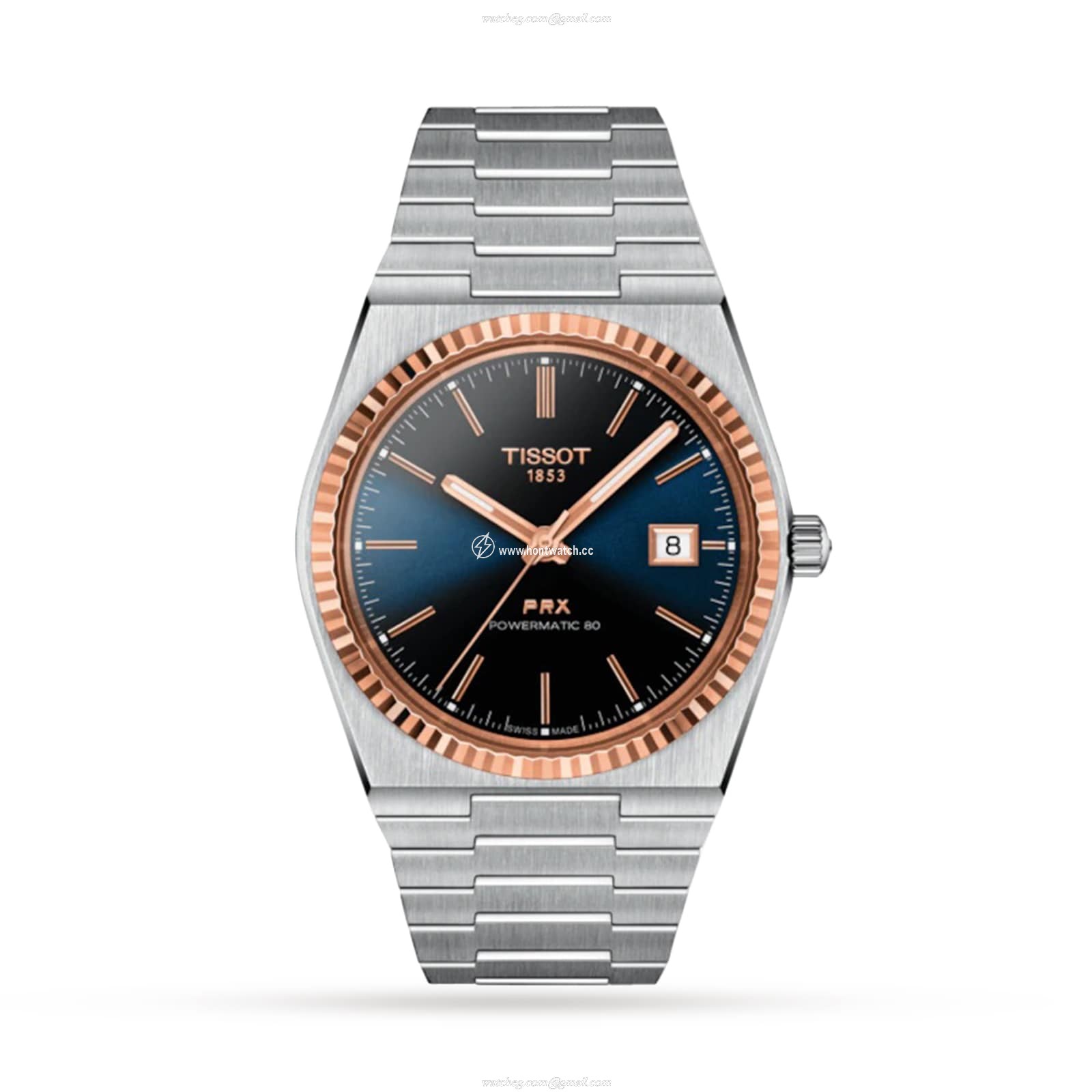 Tissot PRX Automatic Blue Watch - 40mm Stainless Steel & Rose Gold