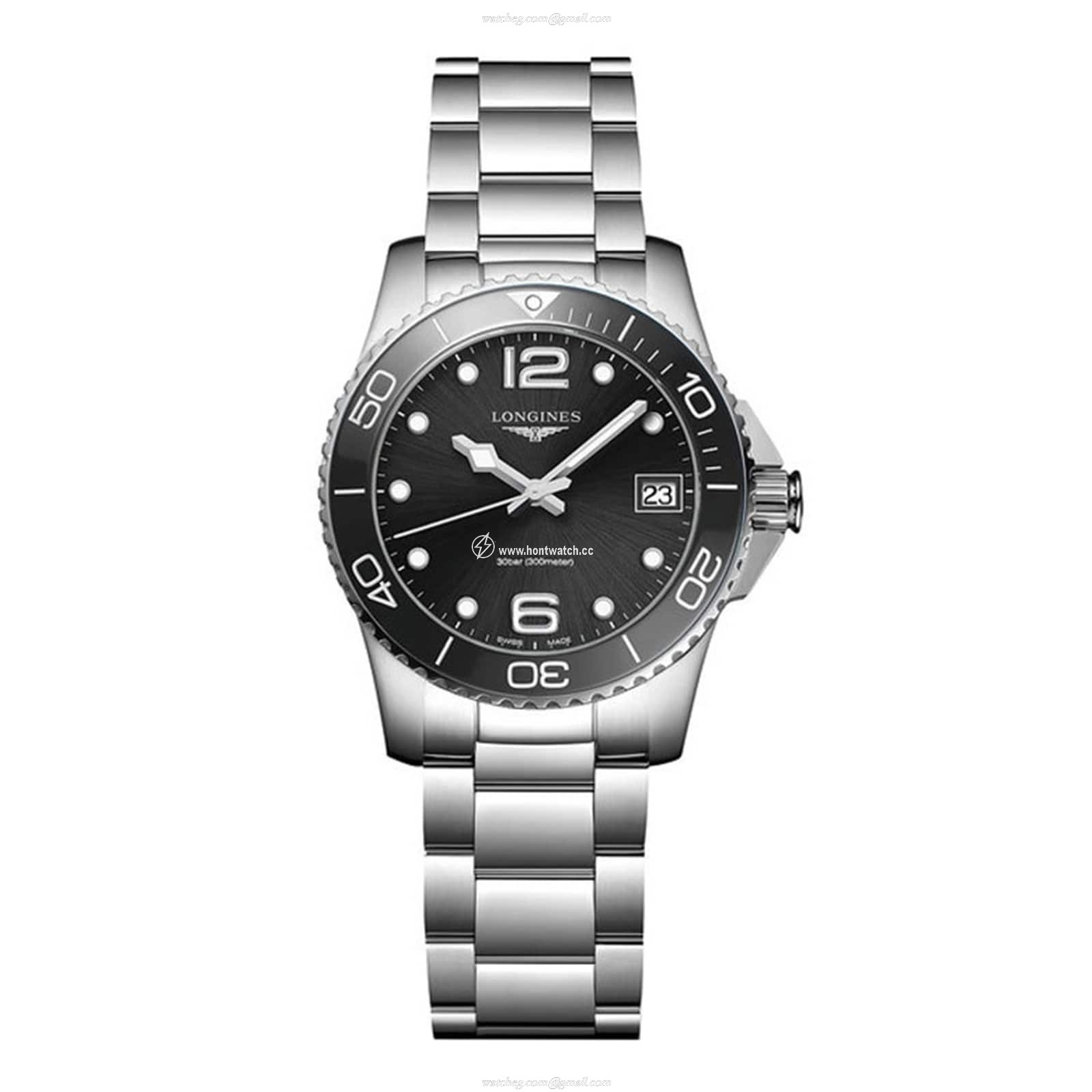 Longines HydroConquest L33704566 | 32mm Quartz Watch | Black Dial & Ceramic