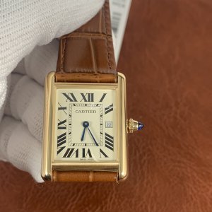 Cartier Tank Solo Mens Watch - 34mm Quartz - Brown Leather Strap