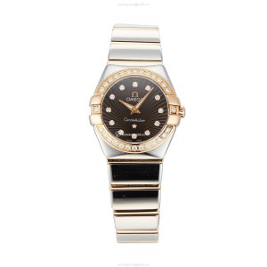 Omega Constellation Ladies Watch | 24mm Steel & Rose Gold | Brown Dial | Quartz